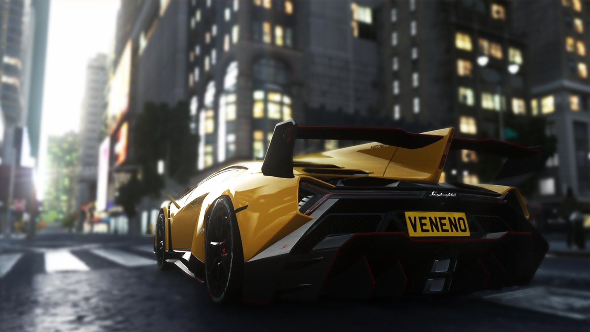 Auto sportiva gialla città, 1920x1080 1080p, PC Desktop
