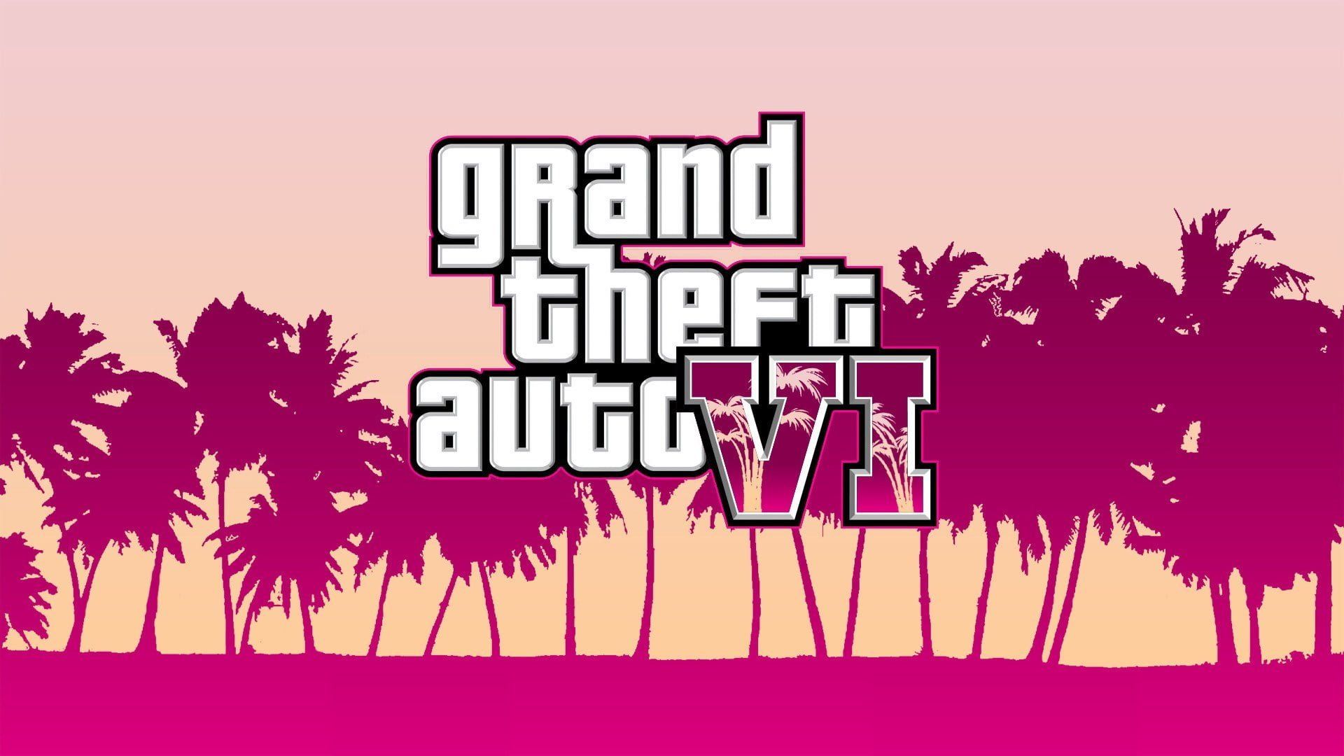 Logo GTA 6 palme rosa, 1920x1080 Full HD 1080p, Laptop