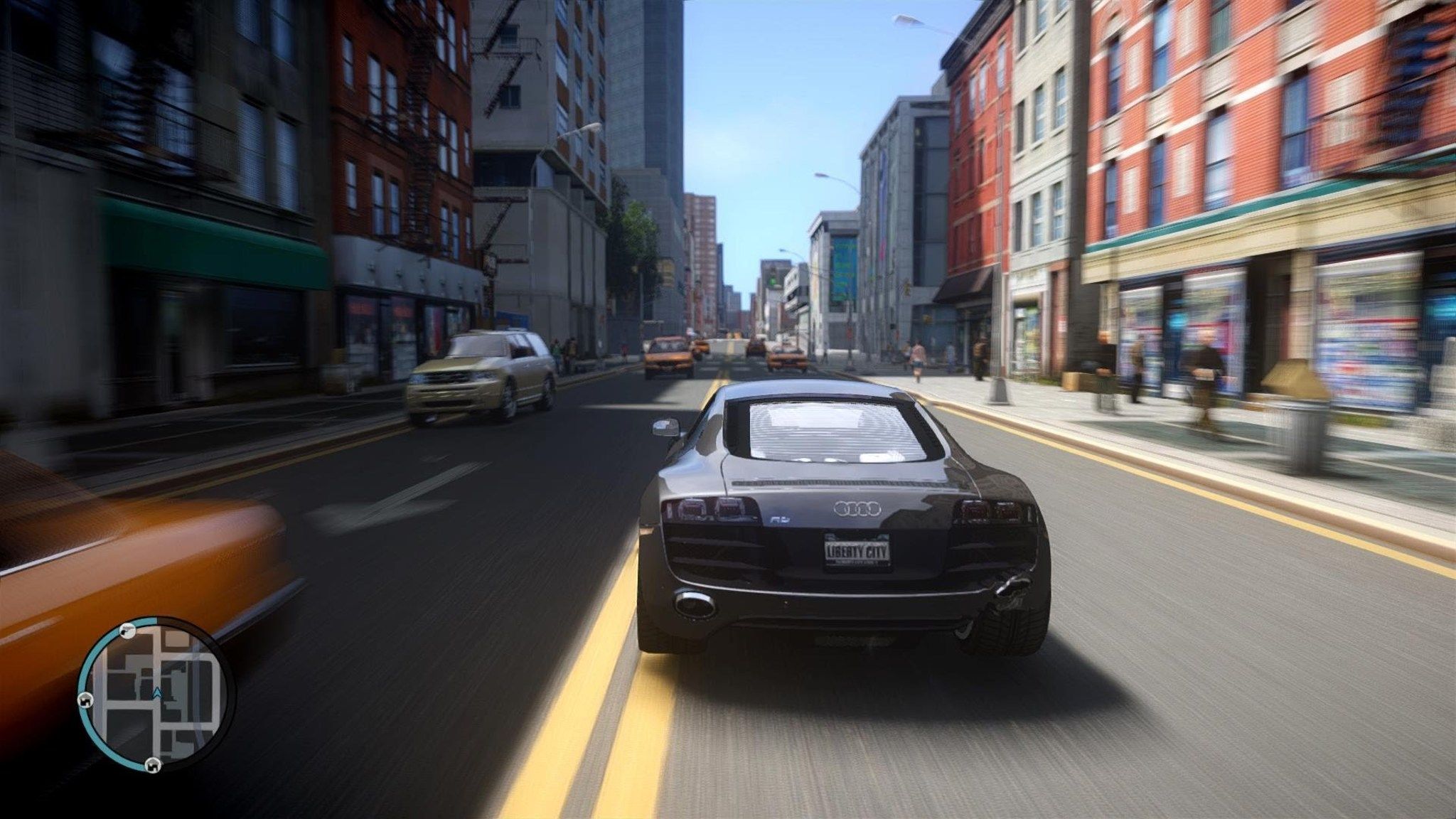 GTA 6 auto strada città, Rockstar Games, 2048x1152 alta risoluzione, Laptop