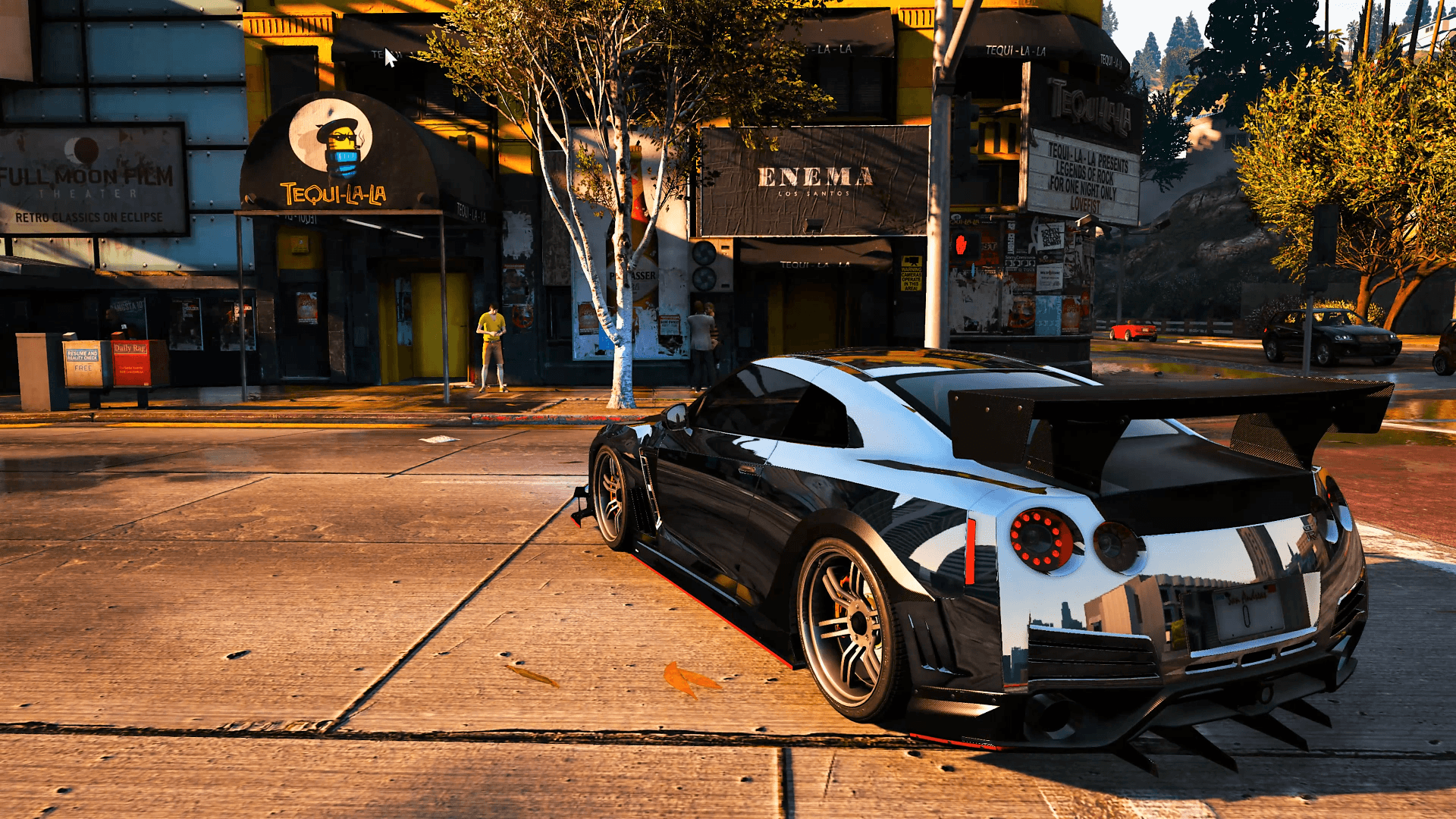 Auto sportiva nera, strada urbana, 1920x1080 Full HD 1080p, PC Desktop