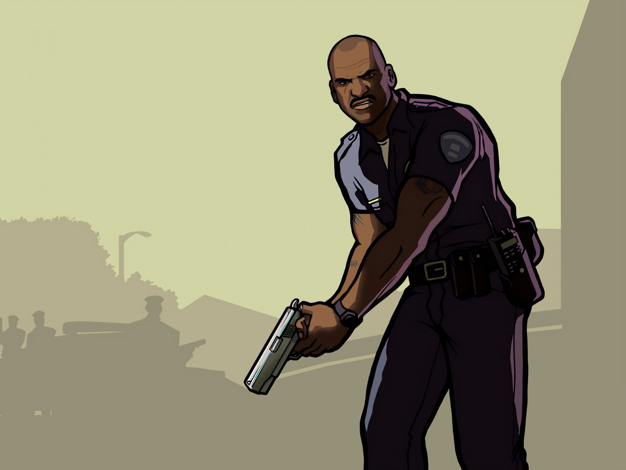 Poliziotto GTA San Andreas con pistola, 2133x1600 2K, Desktop