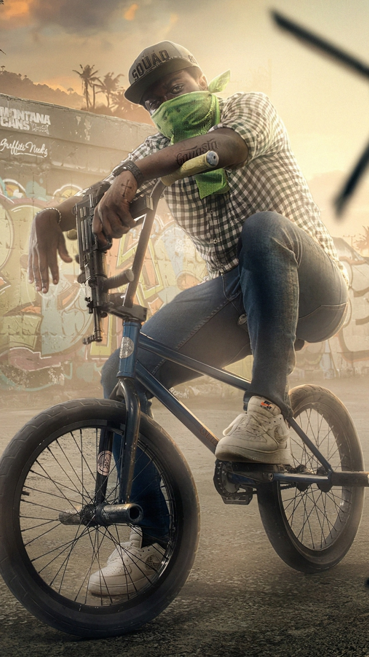 Personaggio GTA San Andreas su BMX, 750x1334 Verticale, iPhone