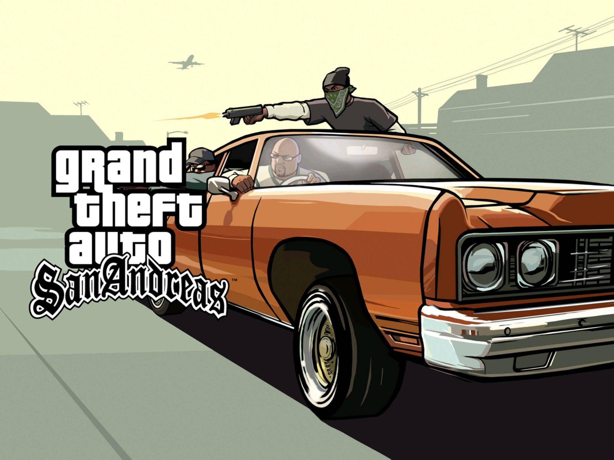 GTA San Andreas auto arancione, 2048x1536 2K, Laptop