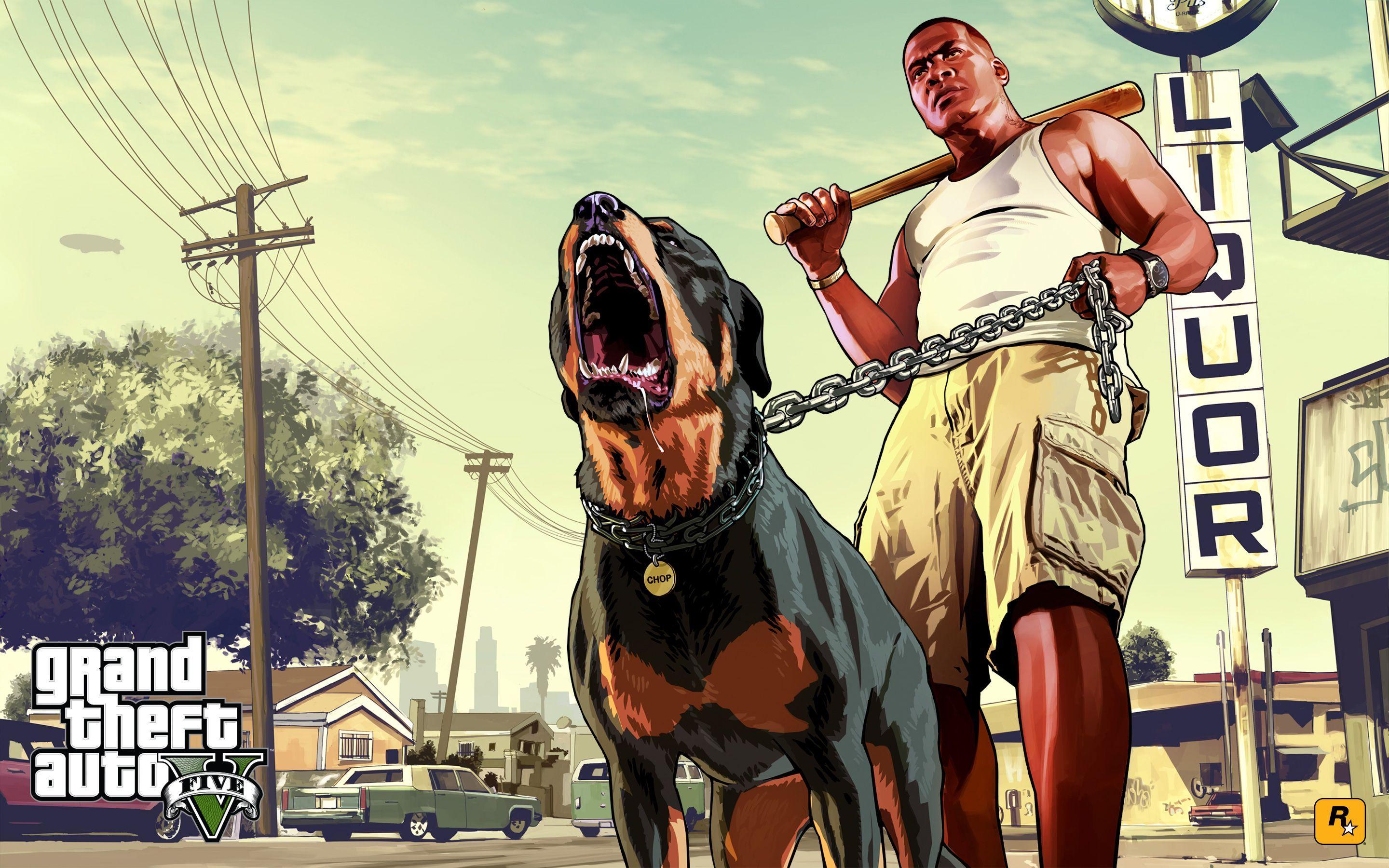 GTA V Franklin con rottweiler, Rockstar Games, 2880x1800 WQXGA, Laptop