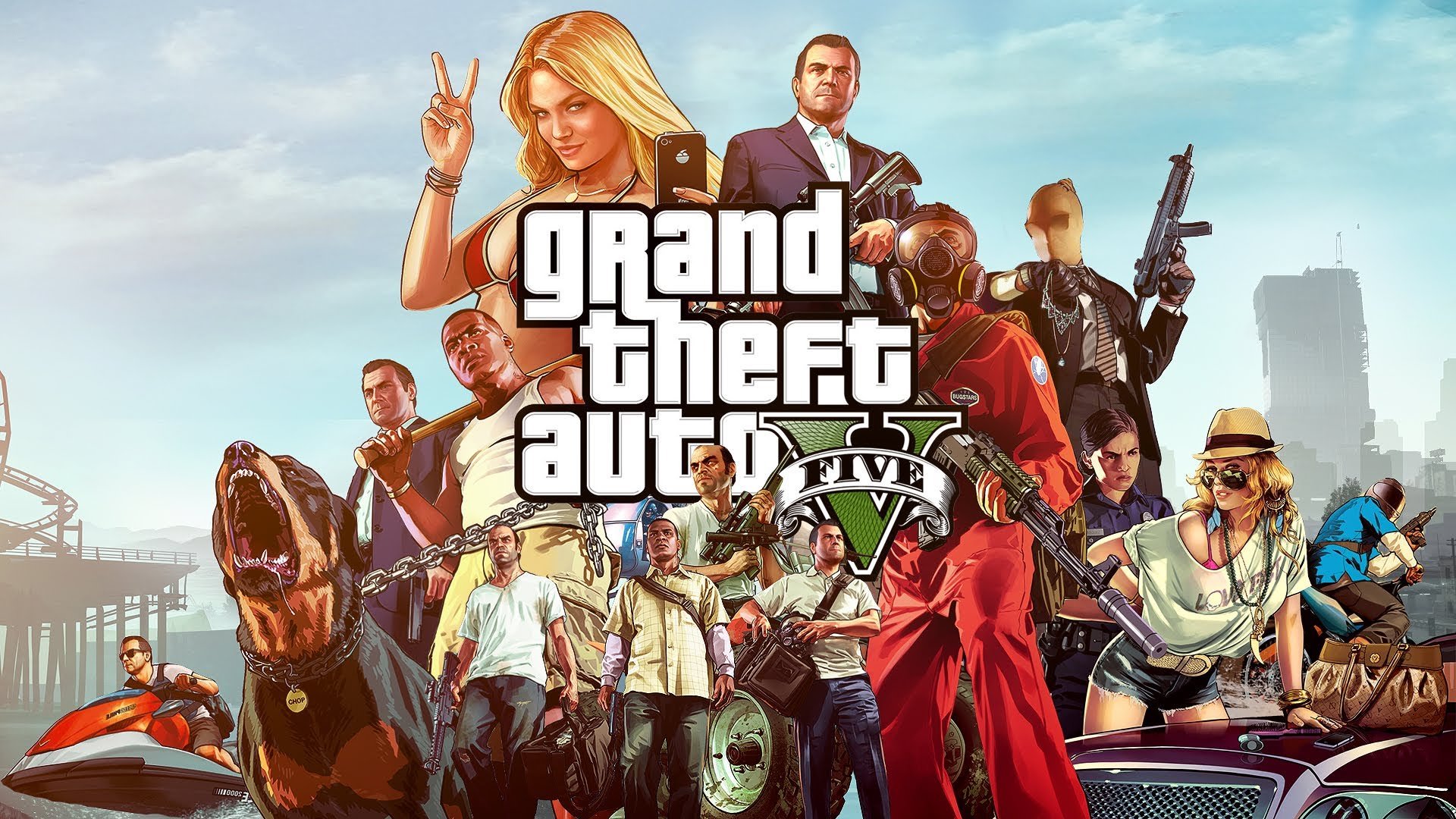 GTA V collage personaggi, 1920x1080 Full HD, PC Desktop
