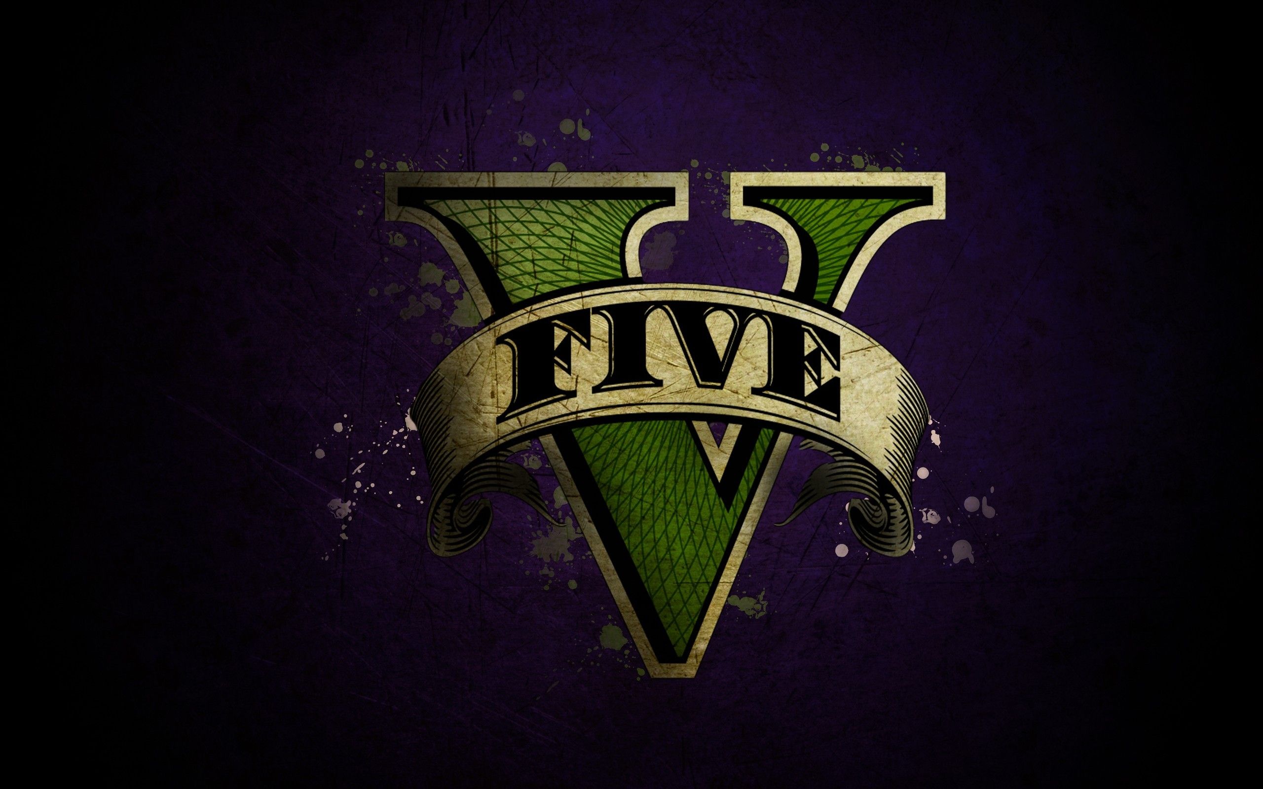 GTA V logo verde viola, 2560x1600 WQXGA, Desktop