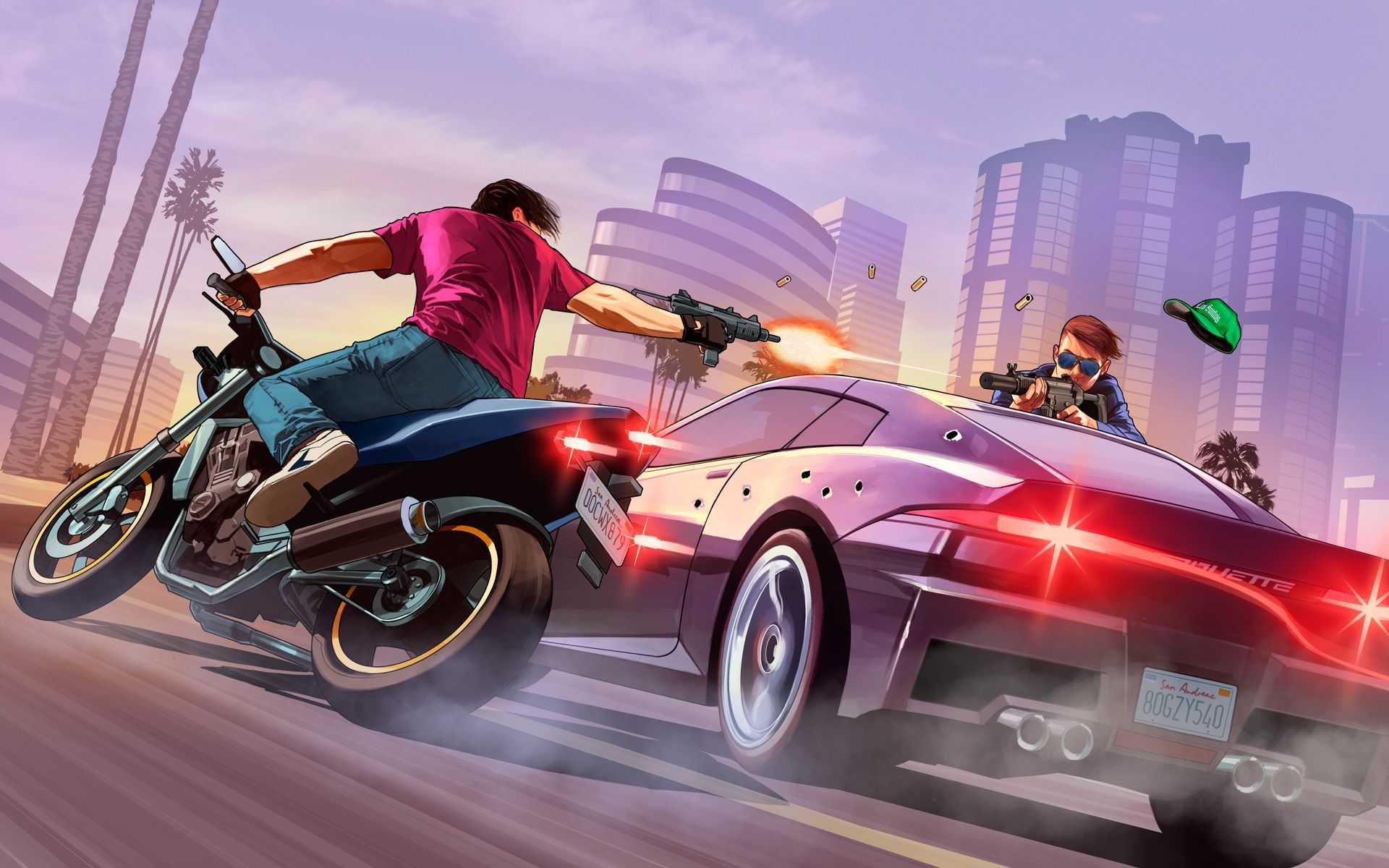 GTA Online inseguimento moto auto, 1920x1200 Full HD+ WUXGA, Desktop