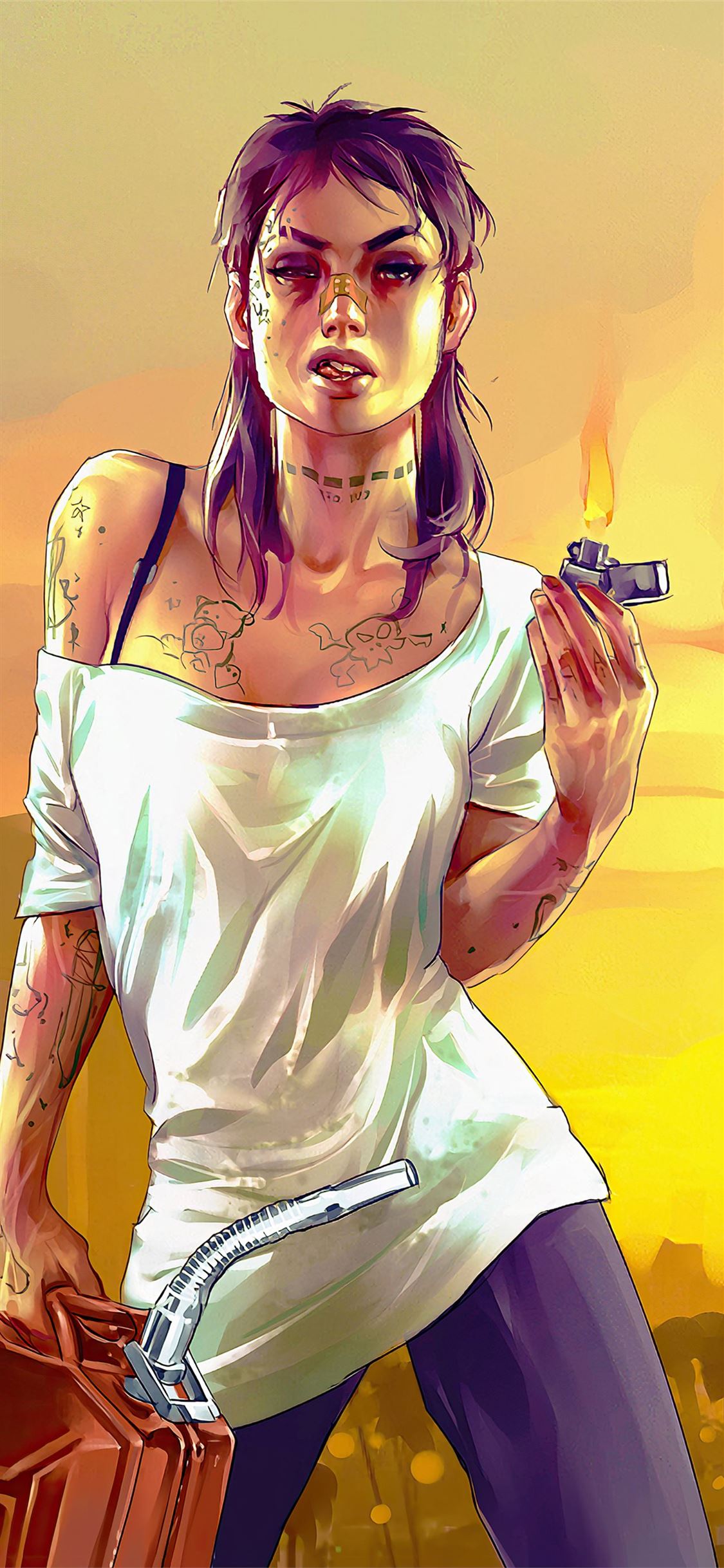 GTA V ragazza tatuata pistola, 1125x2436 Full HD Verticale, iPhone