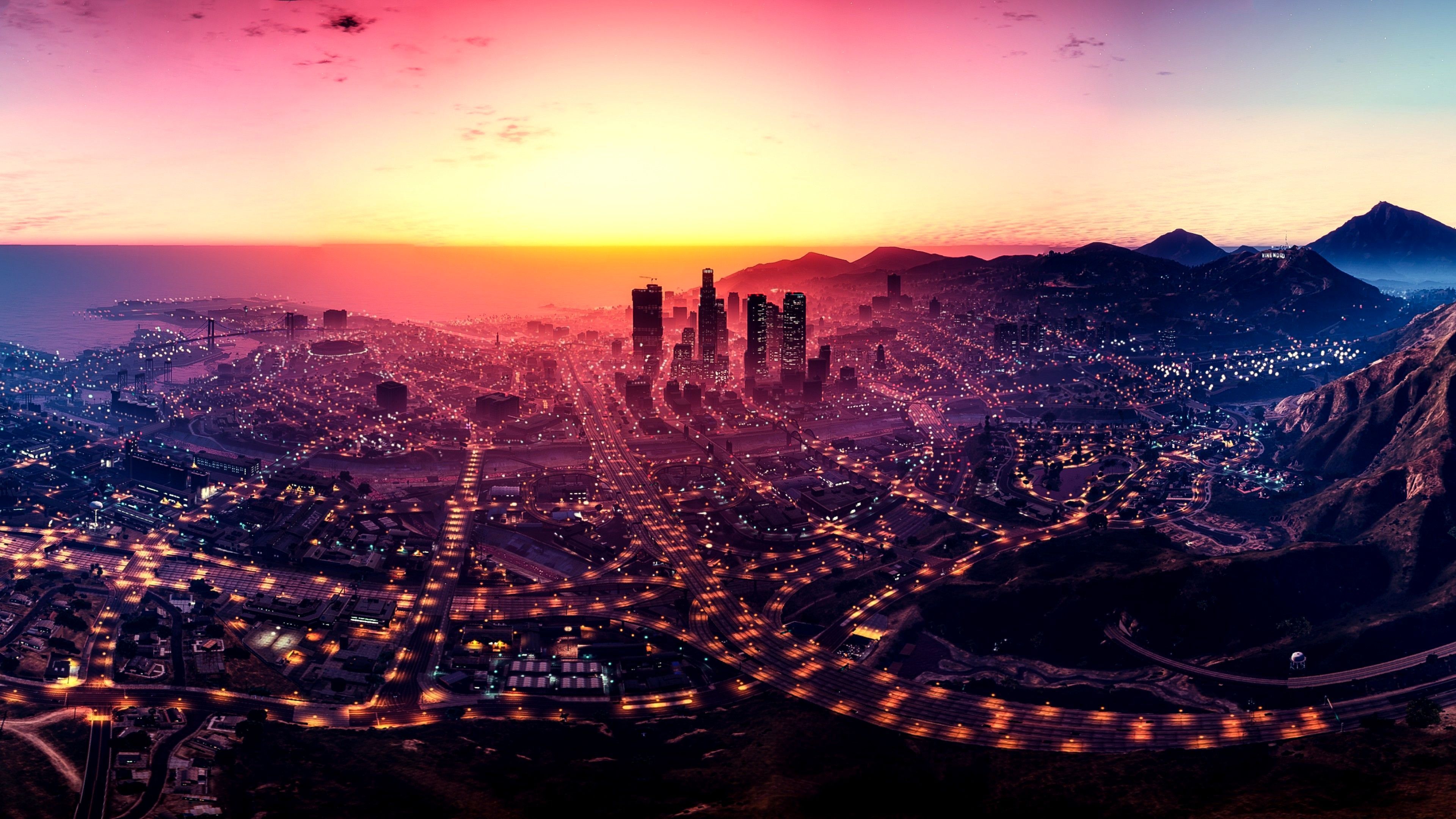 Los Santos panorama tramonto, 3840x2160 4K Ultra HD, Monitor 4K