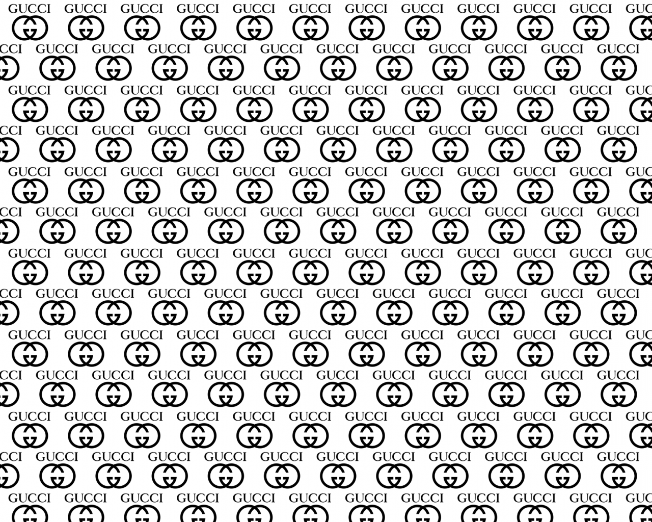 Pattern logo Gucci bianco nero, 1280x1024 HD, Desktop