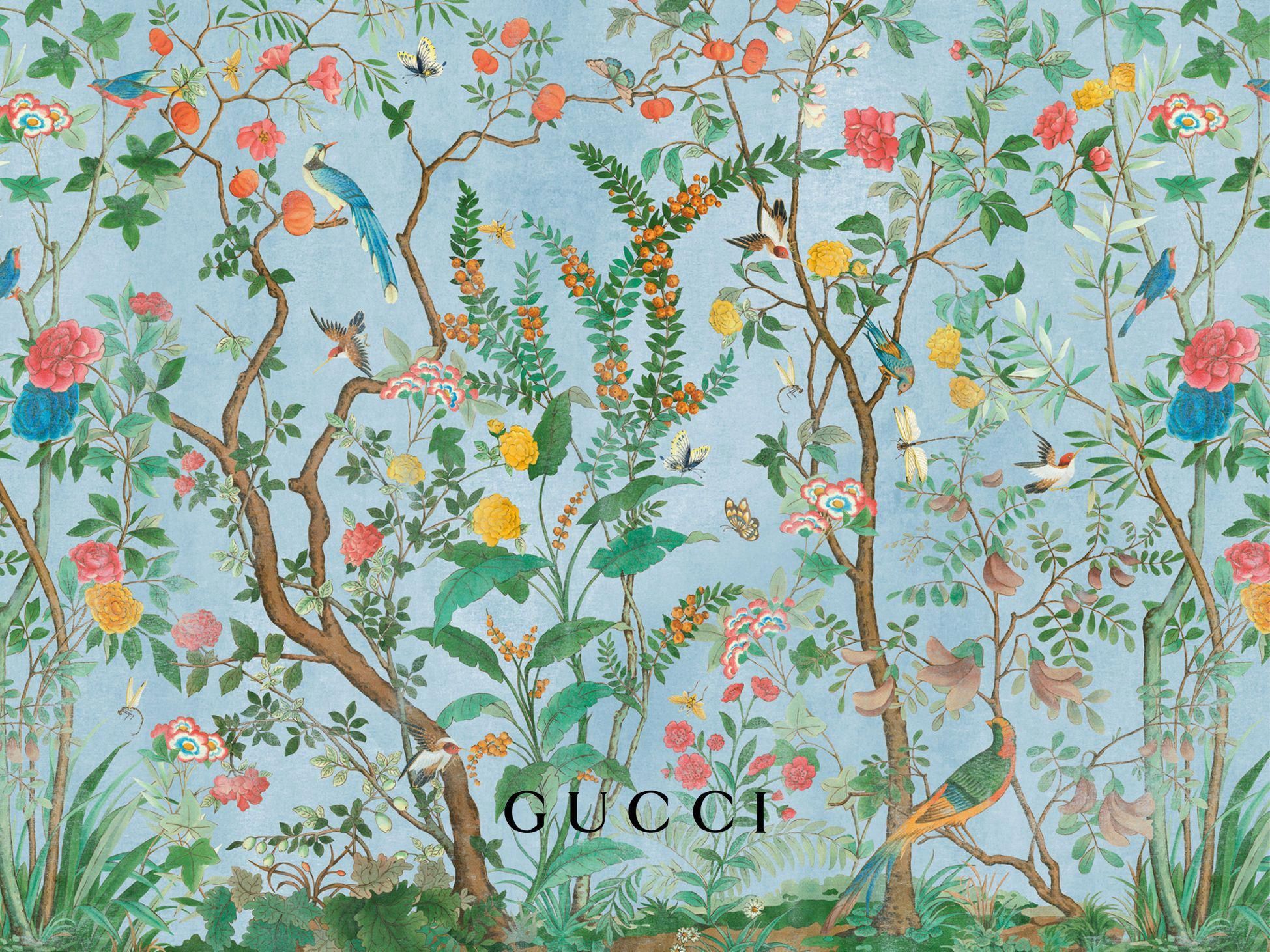 Gucci Flora fiori uccelli azzurro, moda di lusso, 1949x1462 WUXGA, Desktop