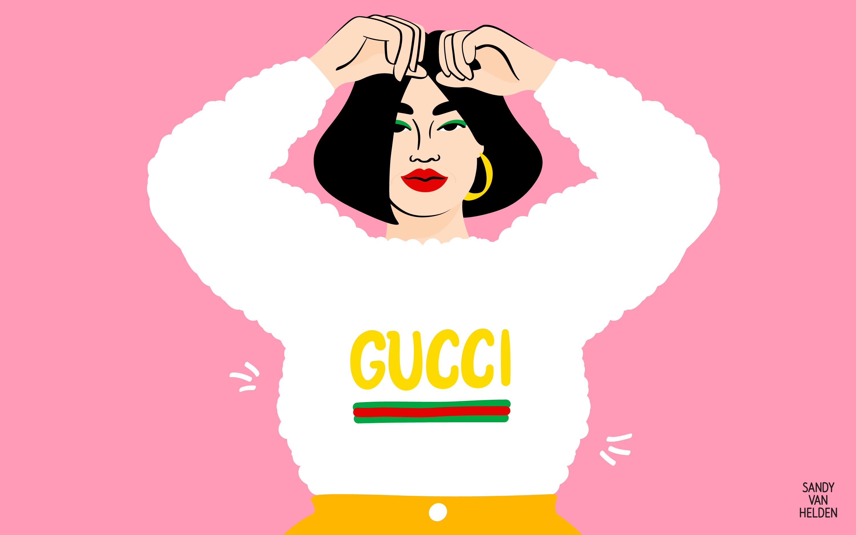 Illustrazione donna maglione Gucci, 3000x1875 WQXGA, Monitor Gaming
