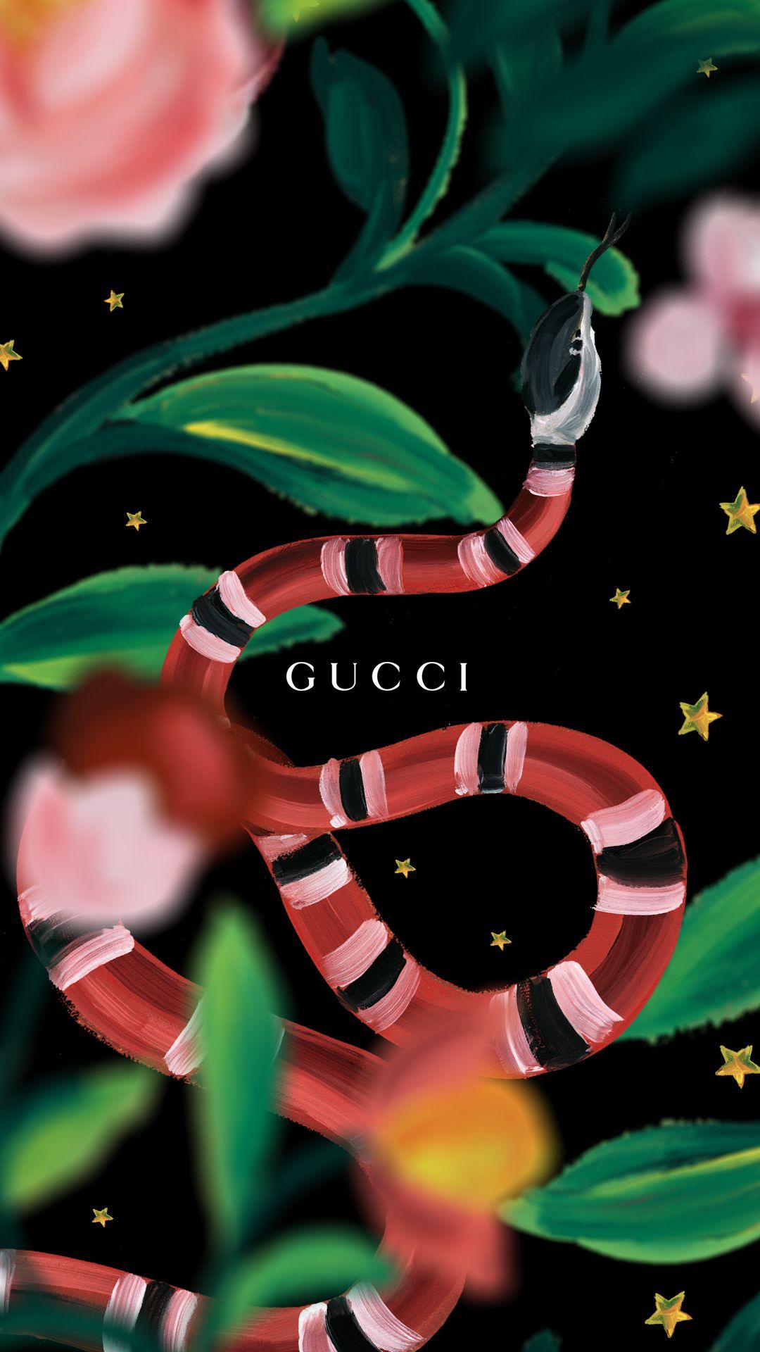 Logo serpente Gucci fiori, moda di lusso, 1080x1920 Verticale, Mobile