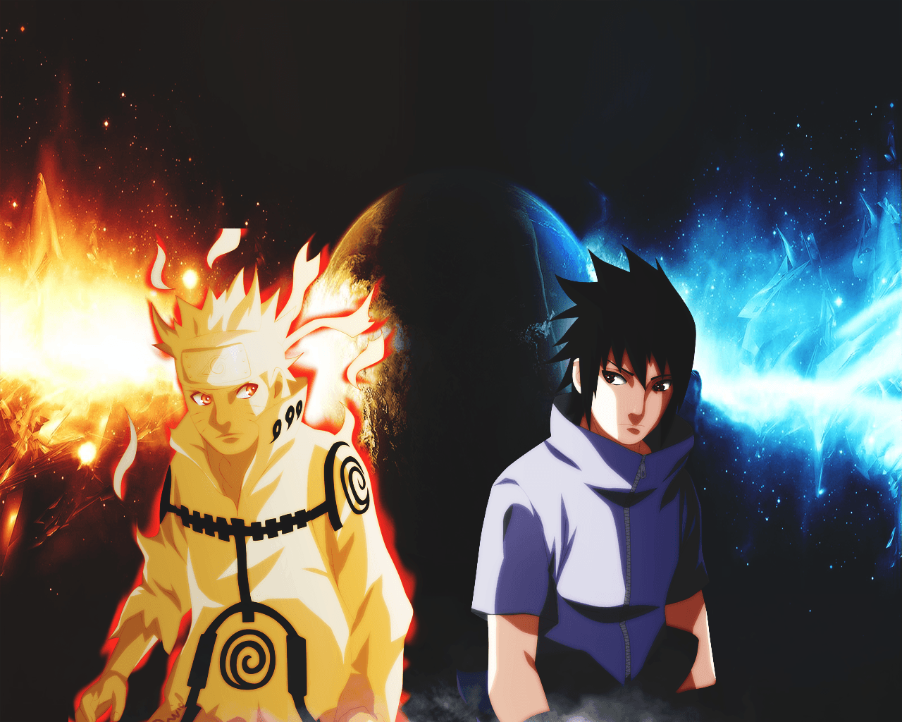 Naruto e Sasuke fuoco/elettricità, clan Uchiha, 1280x1024 720p, Laptop