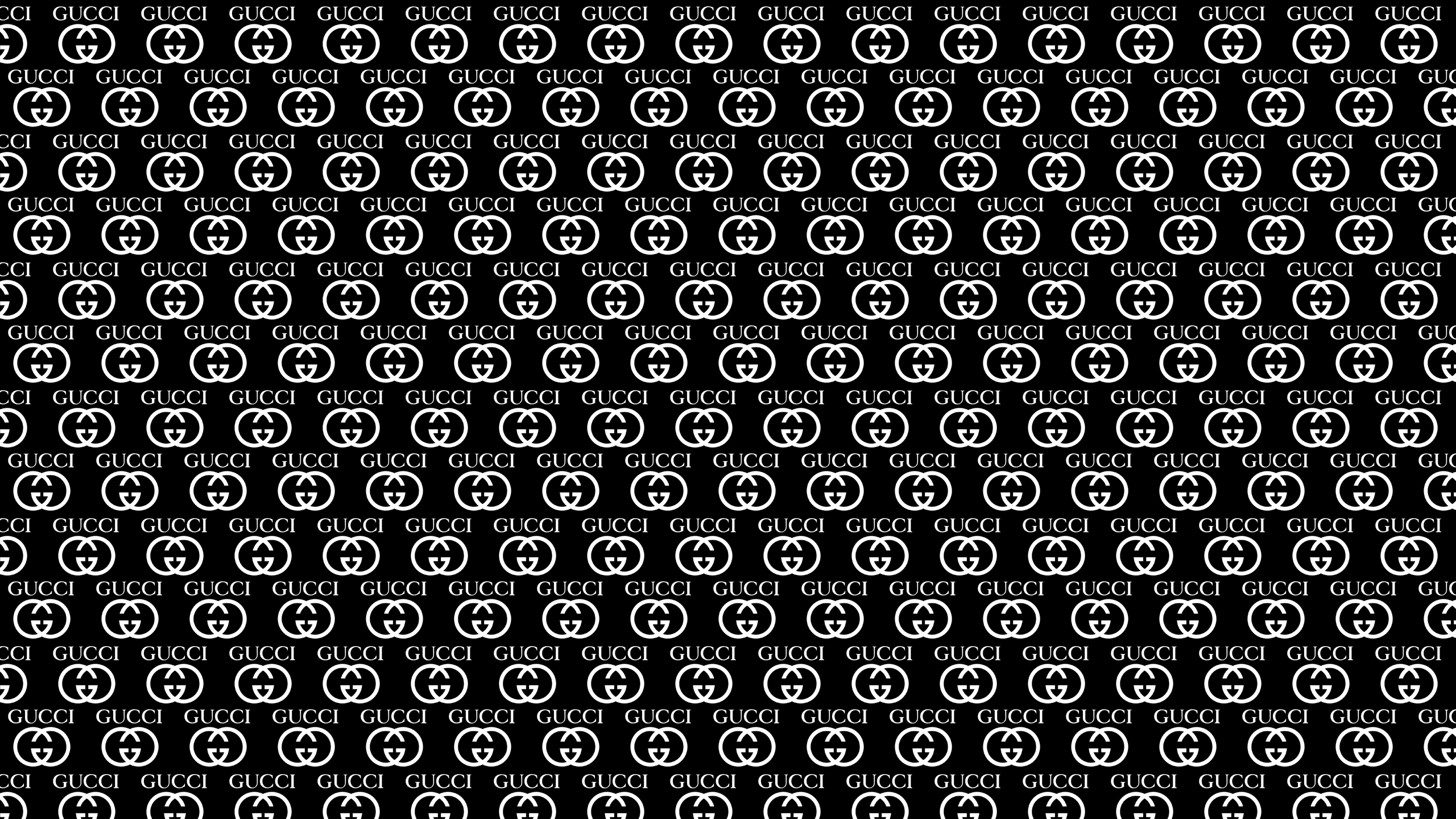 Pattern logo Gucci bianco nero, 2560x1440 QHD, Laptop