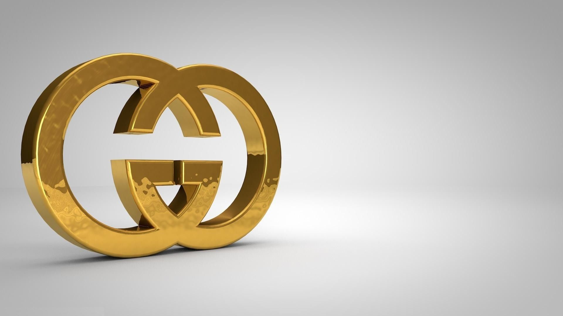 Logo Gucci dorato 3D, 1920x1080 Full HD, Desktop