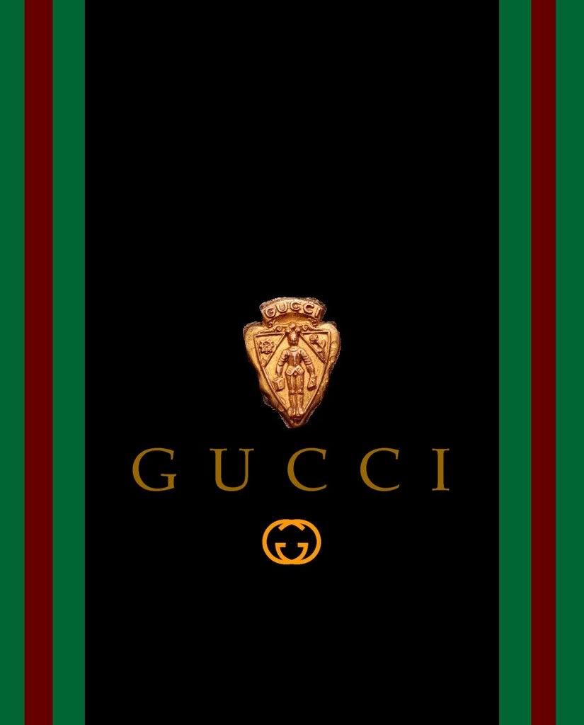 Logo Gucci nero con stemma dorato, moda di lusso, 825x1024 Verticale, Telefono