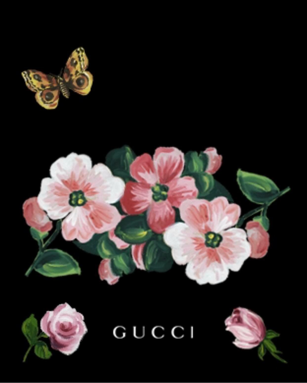 Gucci fiori rosa e farfalla, 1242x1552 Full HD Verticale, iPhone