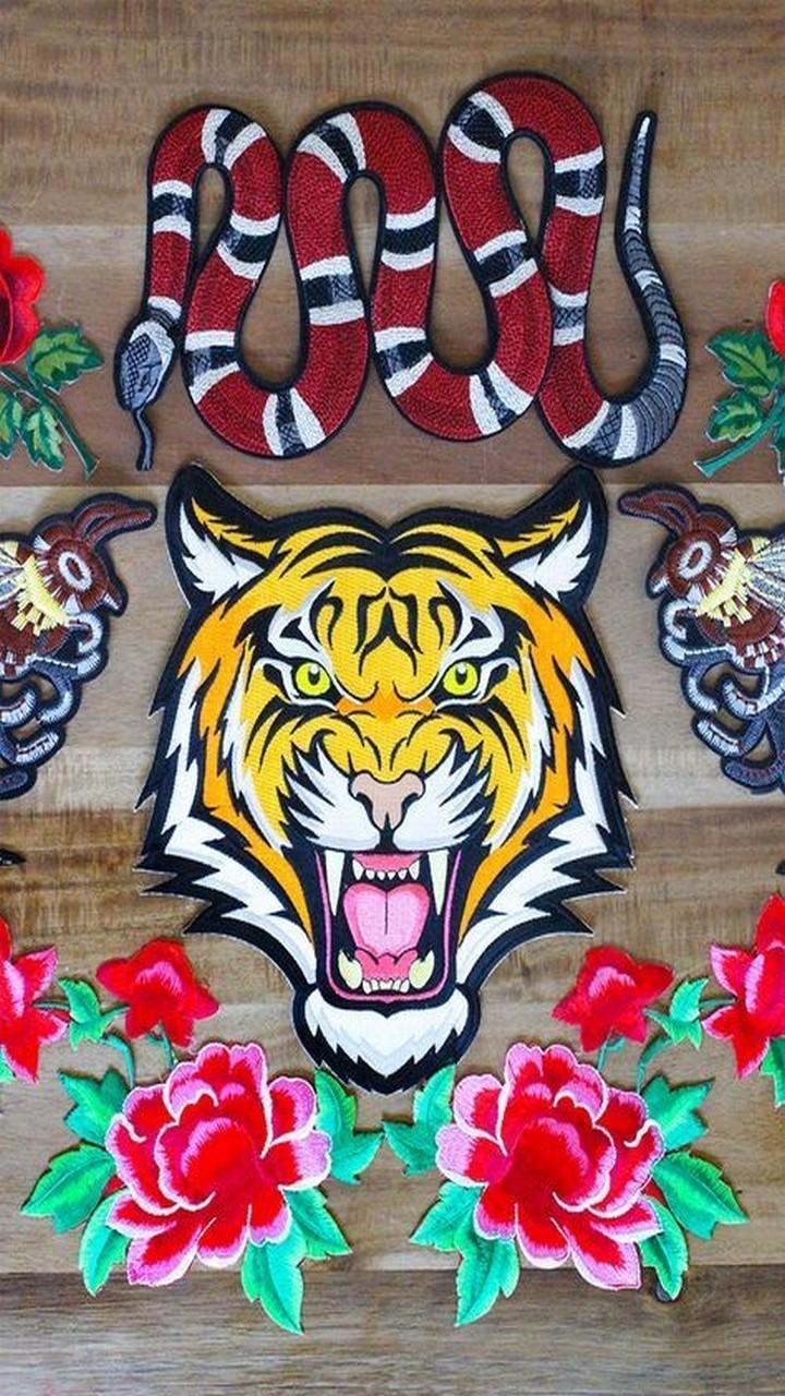 Tigre serpente e rose ricamate, 720x1280 Full HD Verticale, Realme