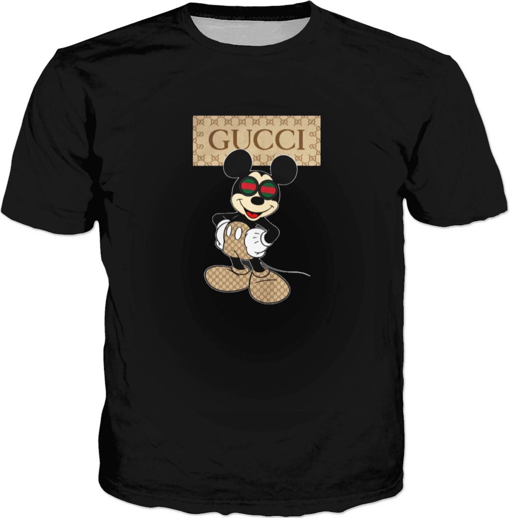 Topolino Gucci su maglietta nera, italiana, 1024x1040 Verticale, Telefono