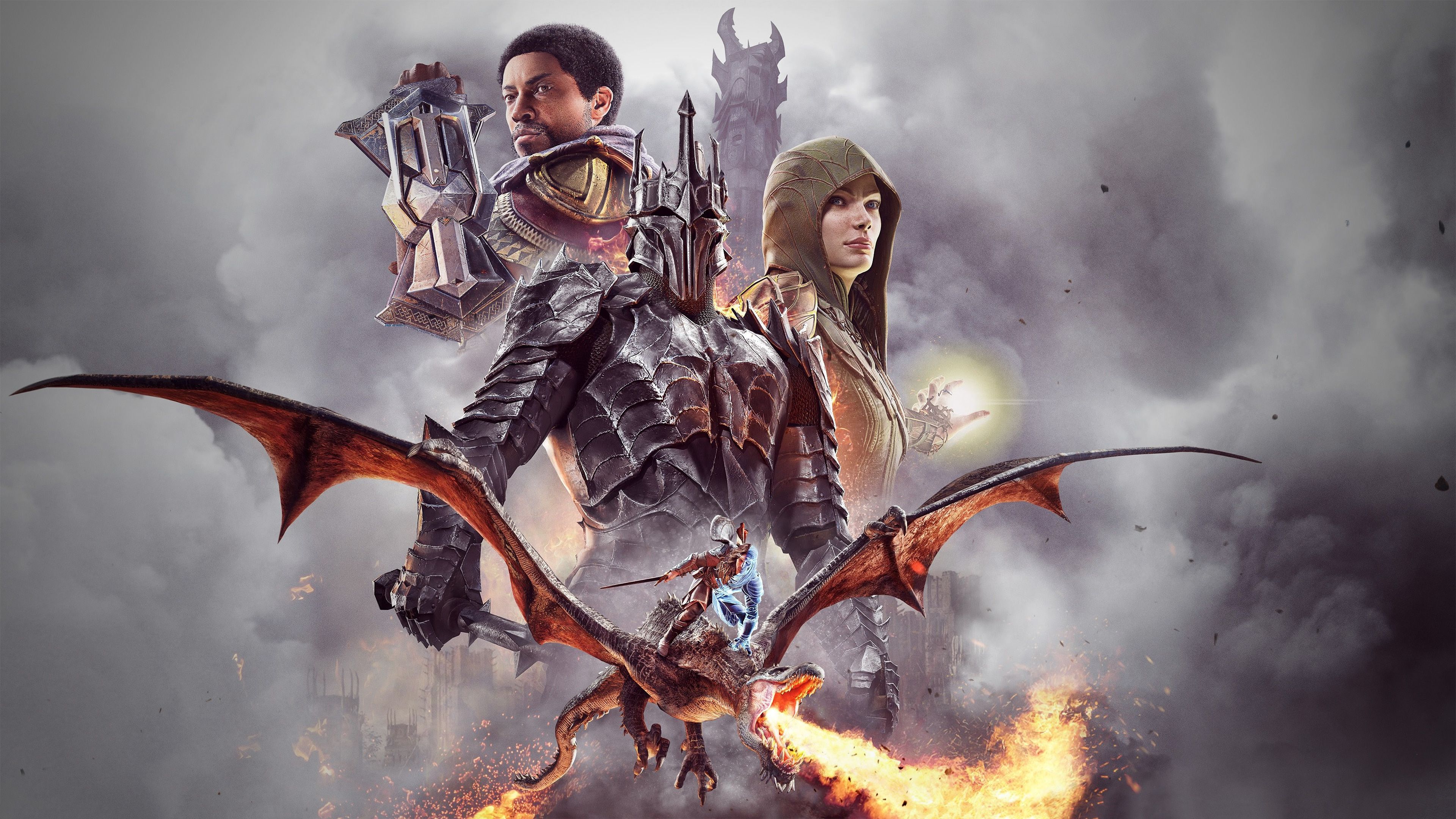 Shadow of War personaggi e drago, 3840x2160 4K Ultra HD, Monitor 4K