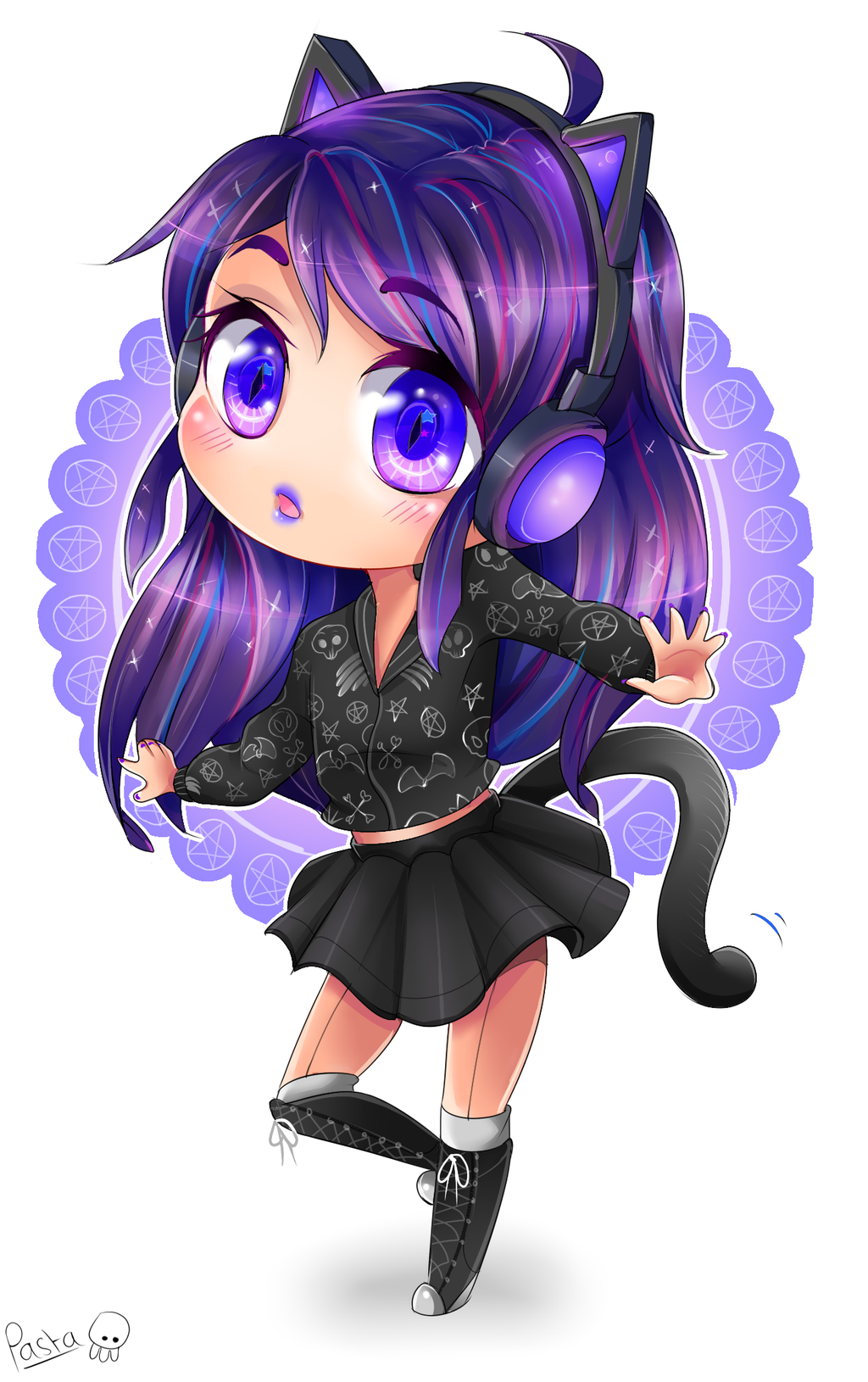 Chibi anime gatta viola, 1024x1630 Verticale, Android
