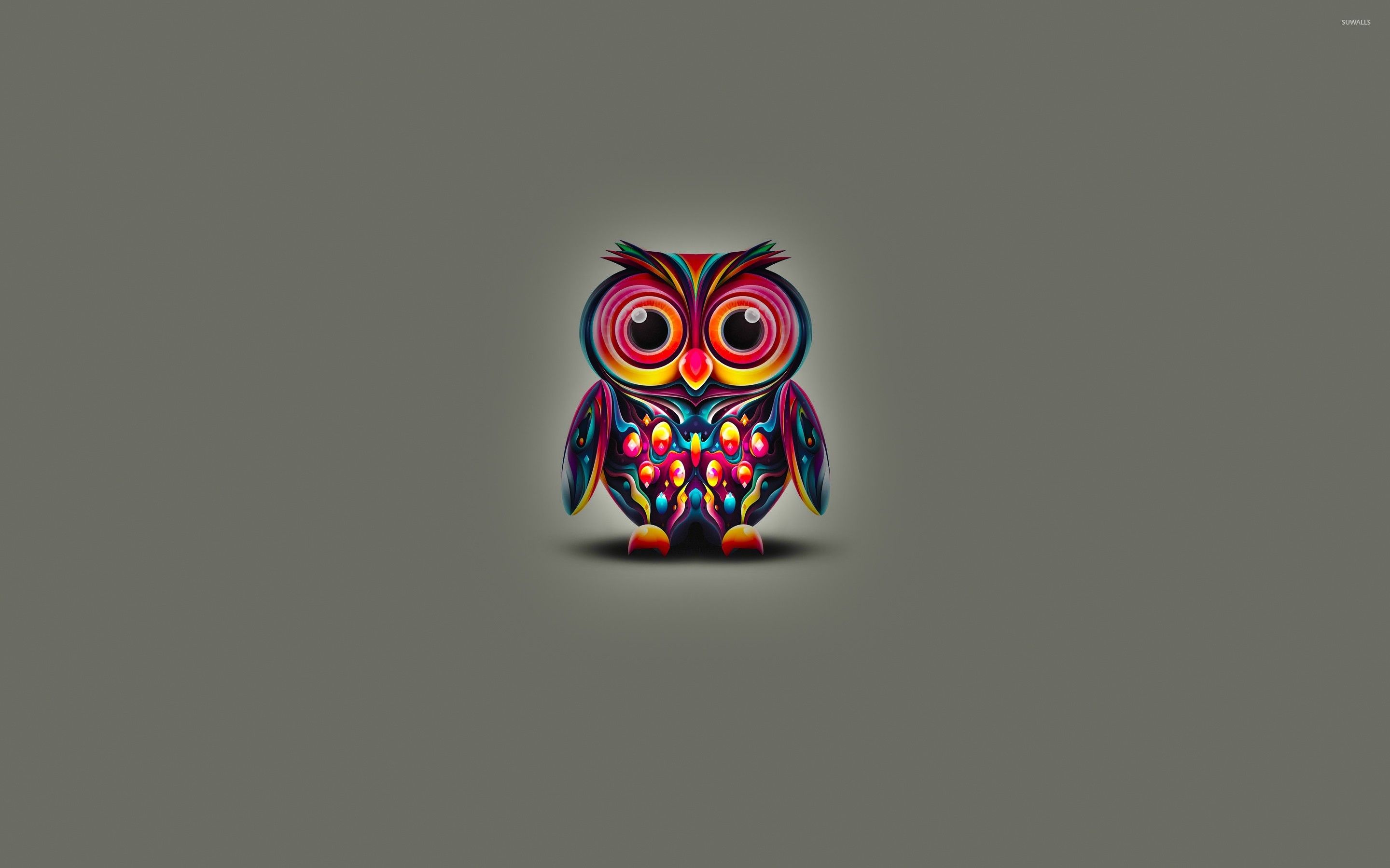 Gufo colorato stilizzato sfondo grigio, 2880x1800 2K, Desktop