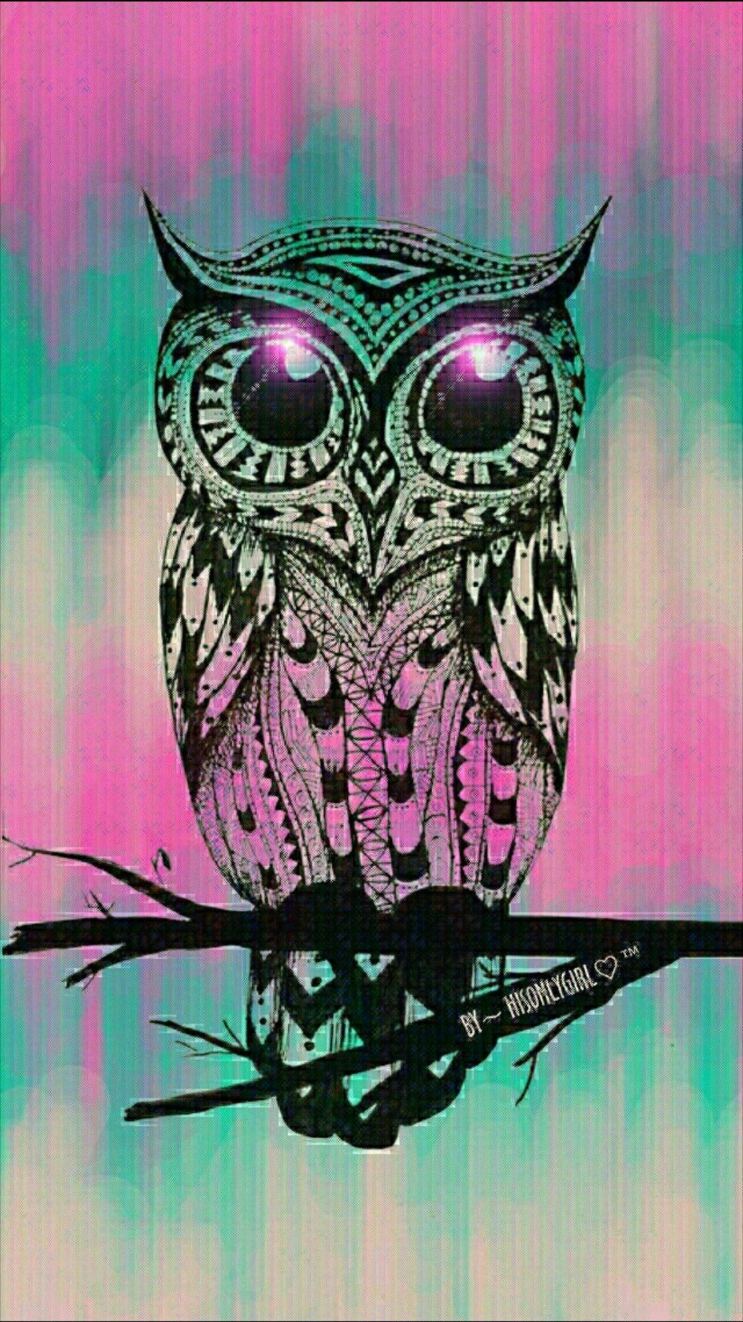 Gufo decorativo su ramo, 1080x1920 Verticale, Telefono