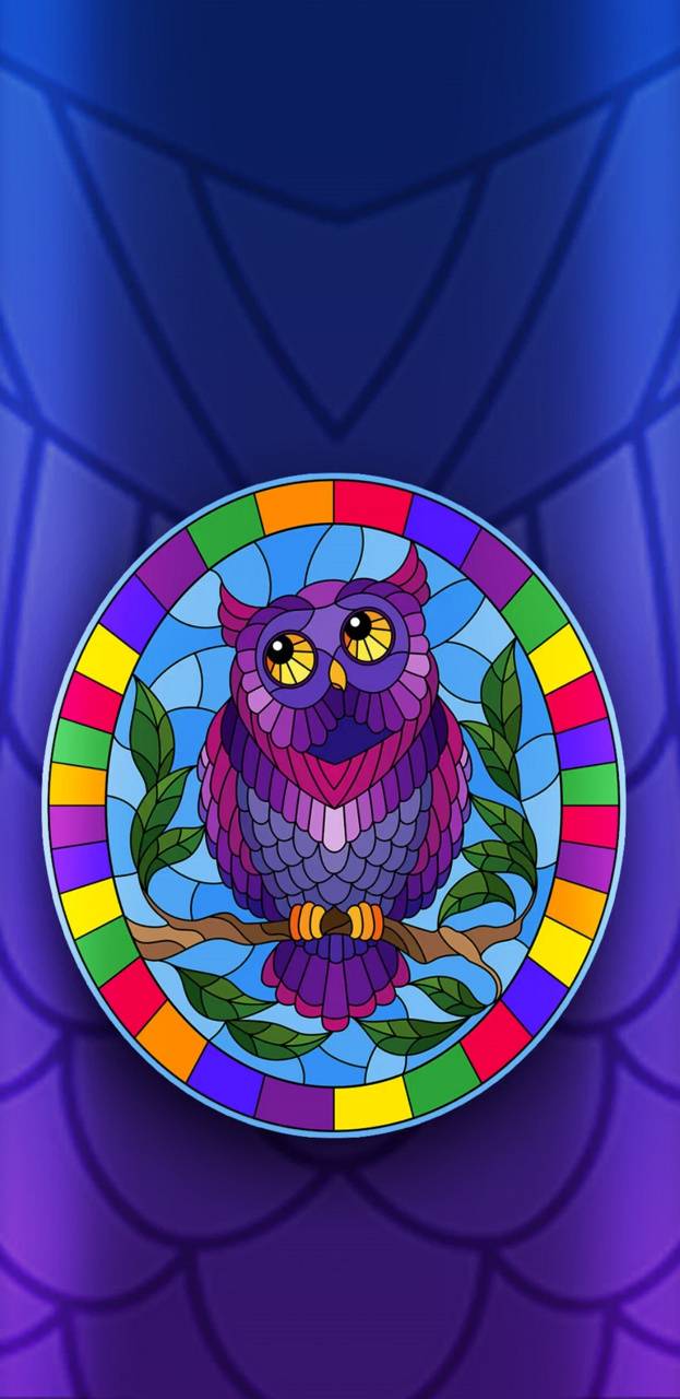 Gufo mosaico colorato viola, 623x1280 Full HD Verticale, Smartphone