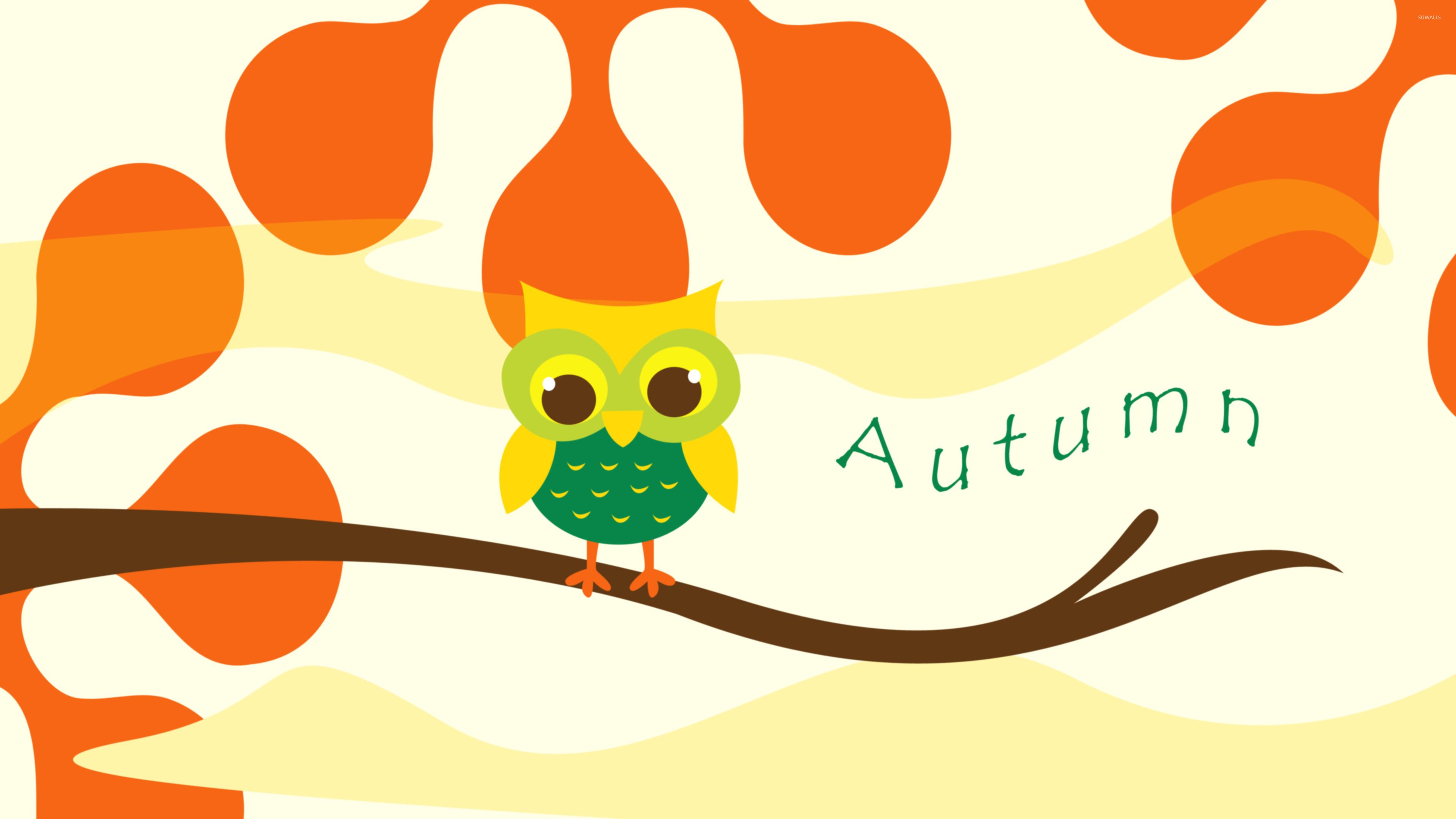 Gufo colorato su ramo autunnale, 3840x2160 4K, Desktop 4K