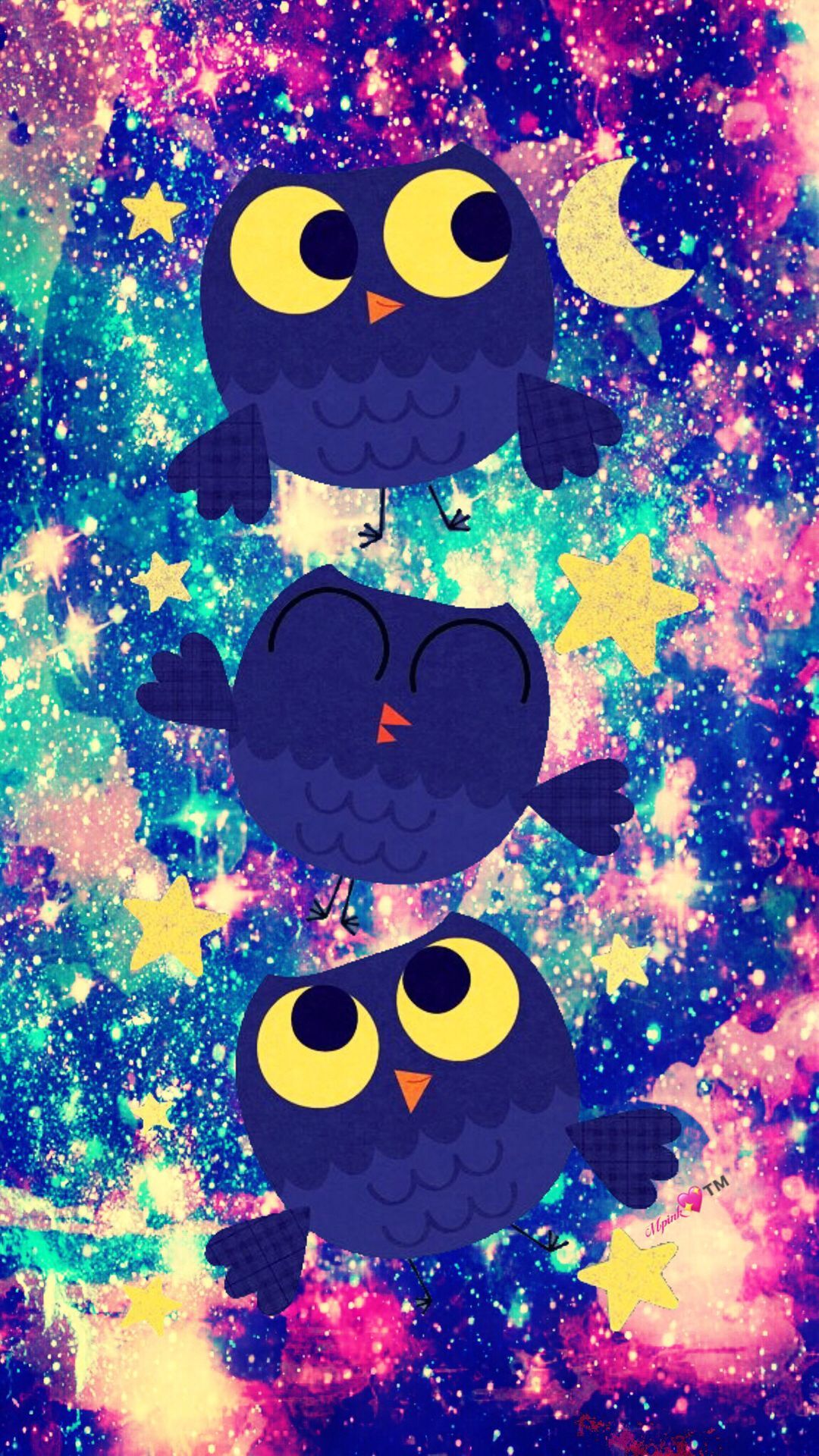 Gufi carini su galassia, 1080x1920 Verticale, Mobile