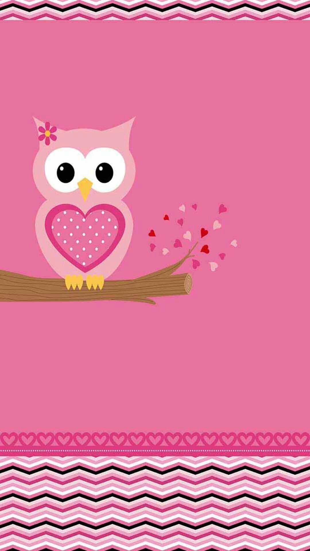 Gufo rosa carino cartone, 1080x1920 Full HD Verticale, iPhone