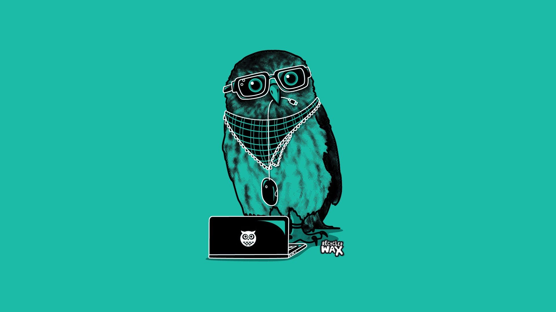 Gufo con occhiali e laptop, 1920x1080 Full HD, Laptop