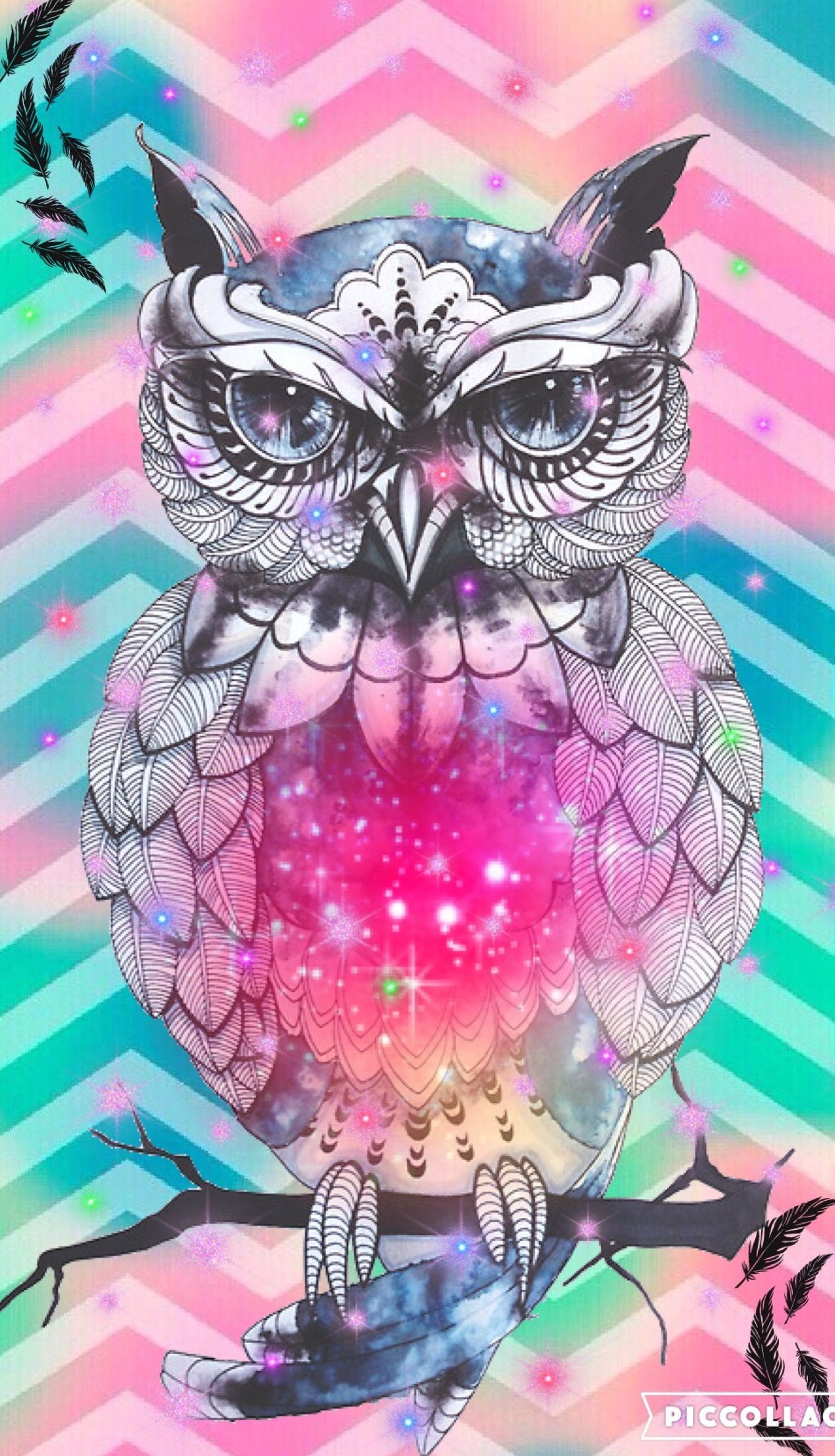 Gufo colorato con motivo galassia, 1266x2208 Full HD Verticale, iPhone