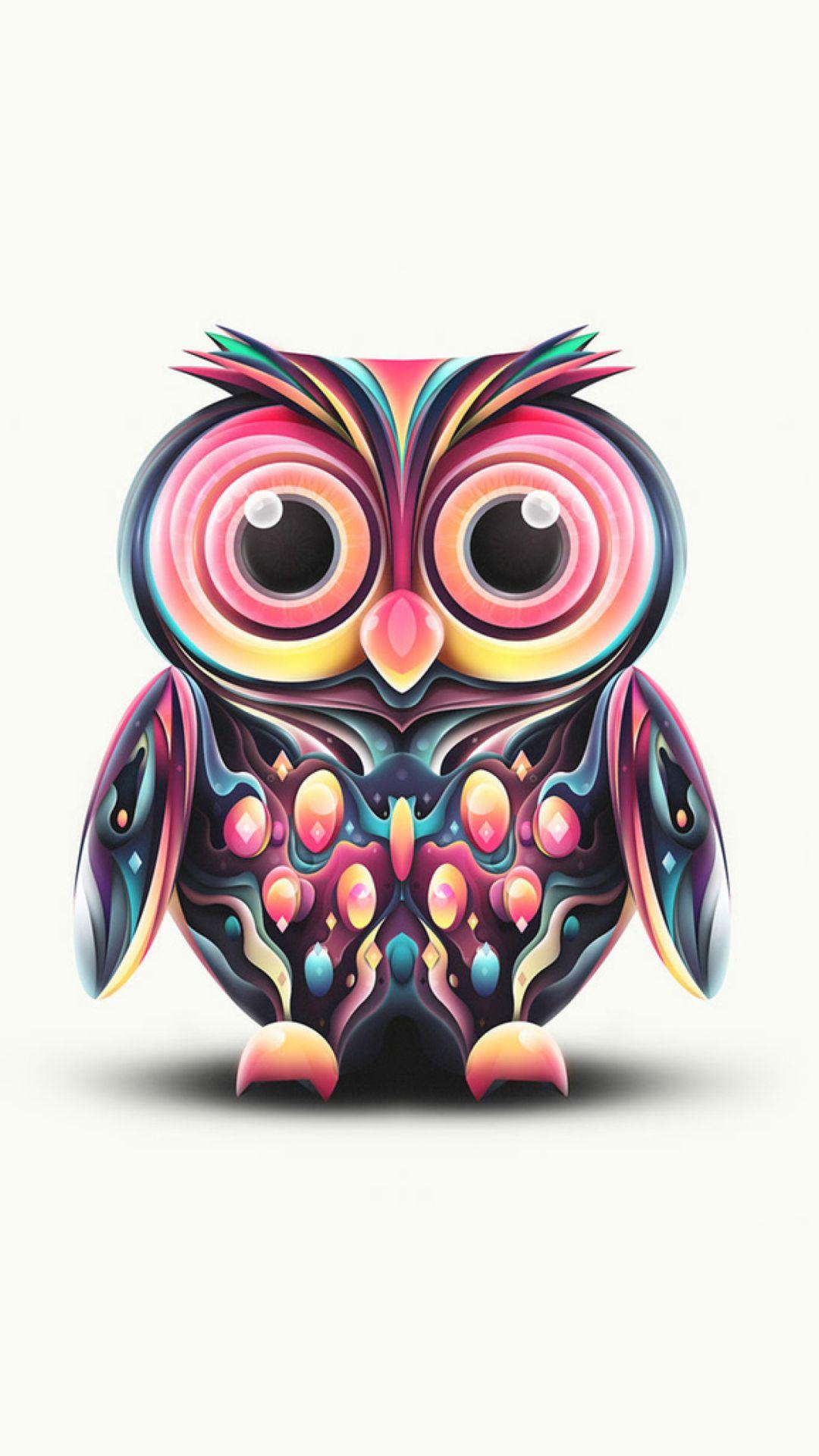 Gufo colorato carino, 1080x1920 Verticale, Telefono