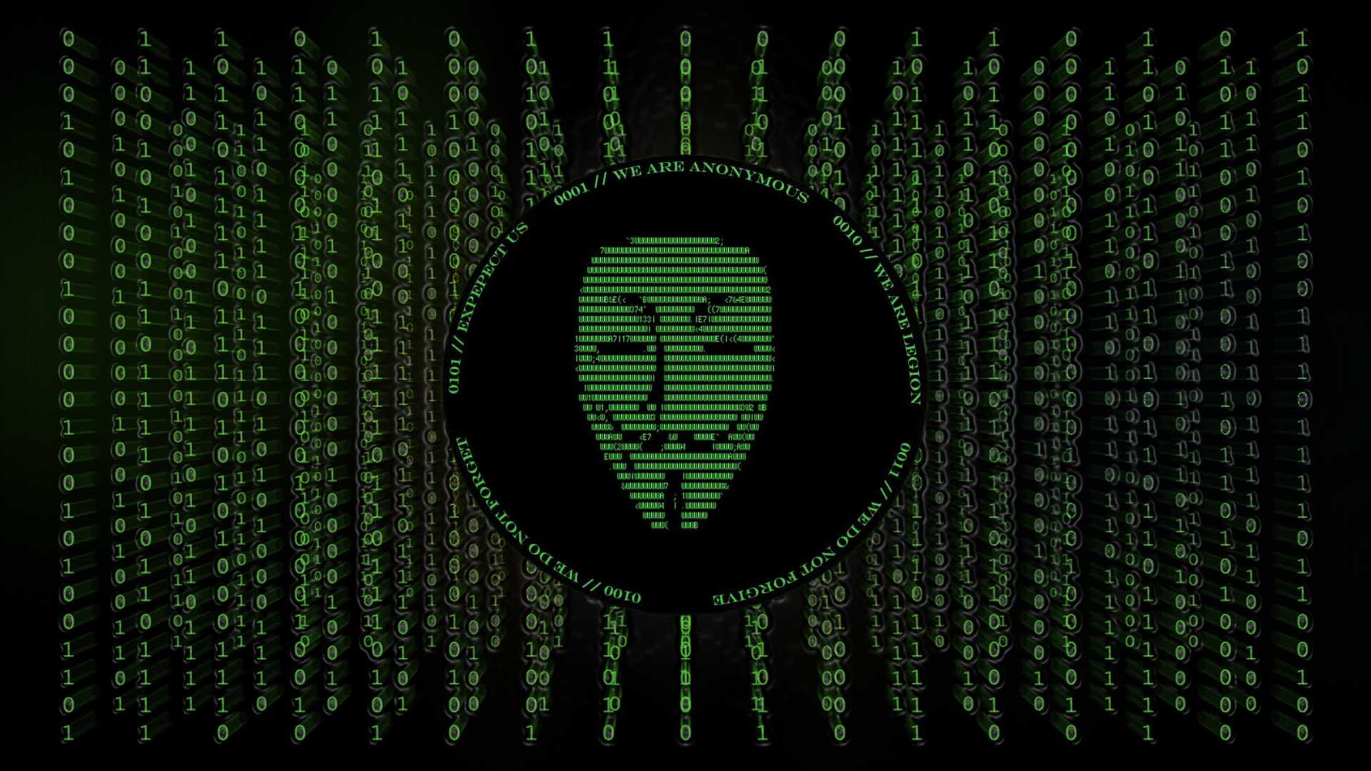 maschera Anonymous binario verde, 1920x1080 Full HD, Desktop