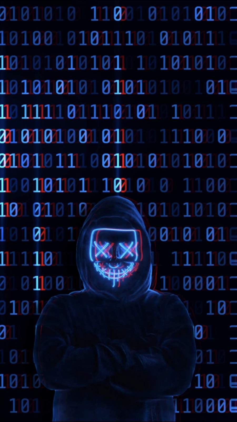 maschera neon incappucciato binario, 900x1600 Full HD Verticale, Smartphone