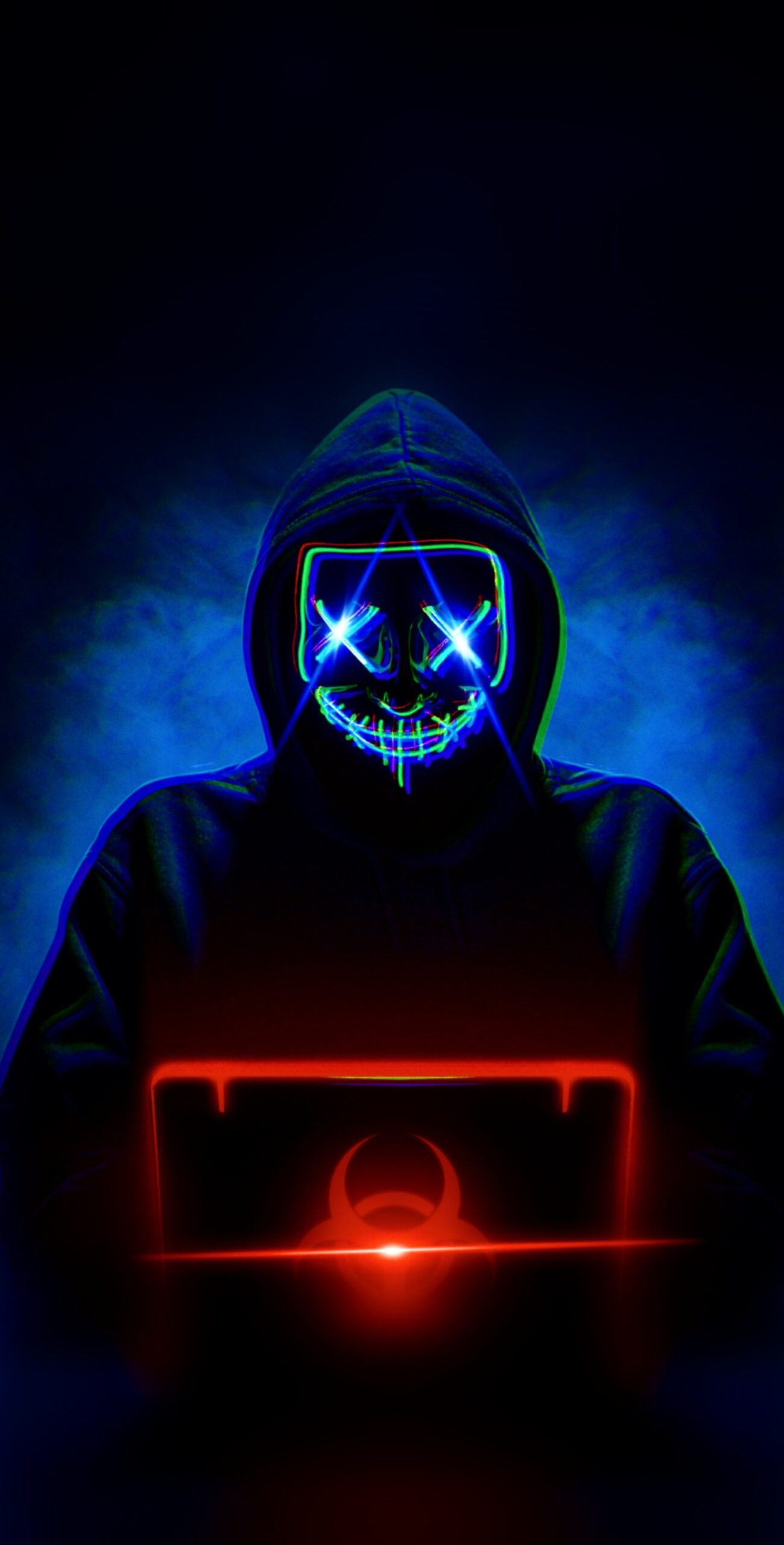 maschera neon blu laptop rosso, 1300x2560 Full HD Verticale, iPhone