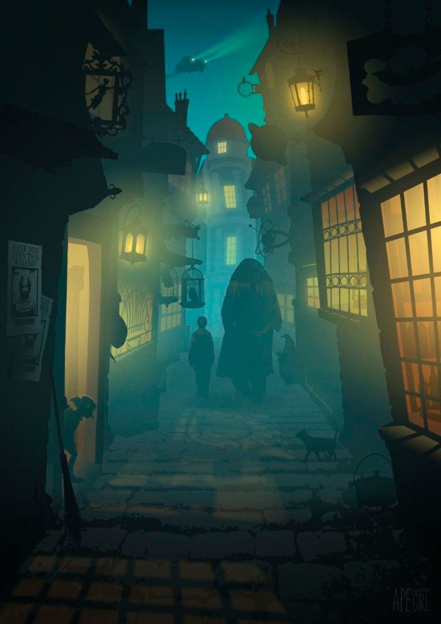 Vicolo notturno stile Harry Potter, J.K. Rowling, 875x1238 Full HD Verticale, iPhone