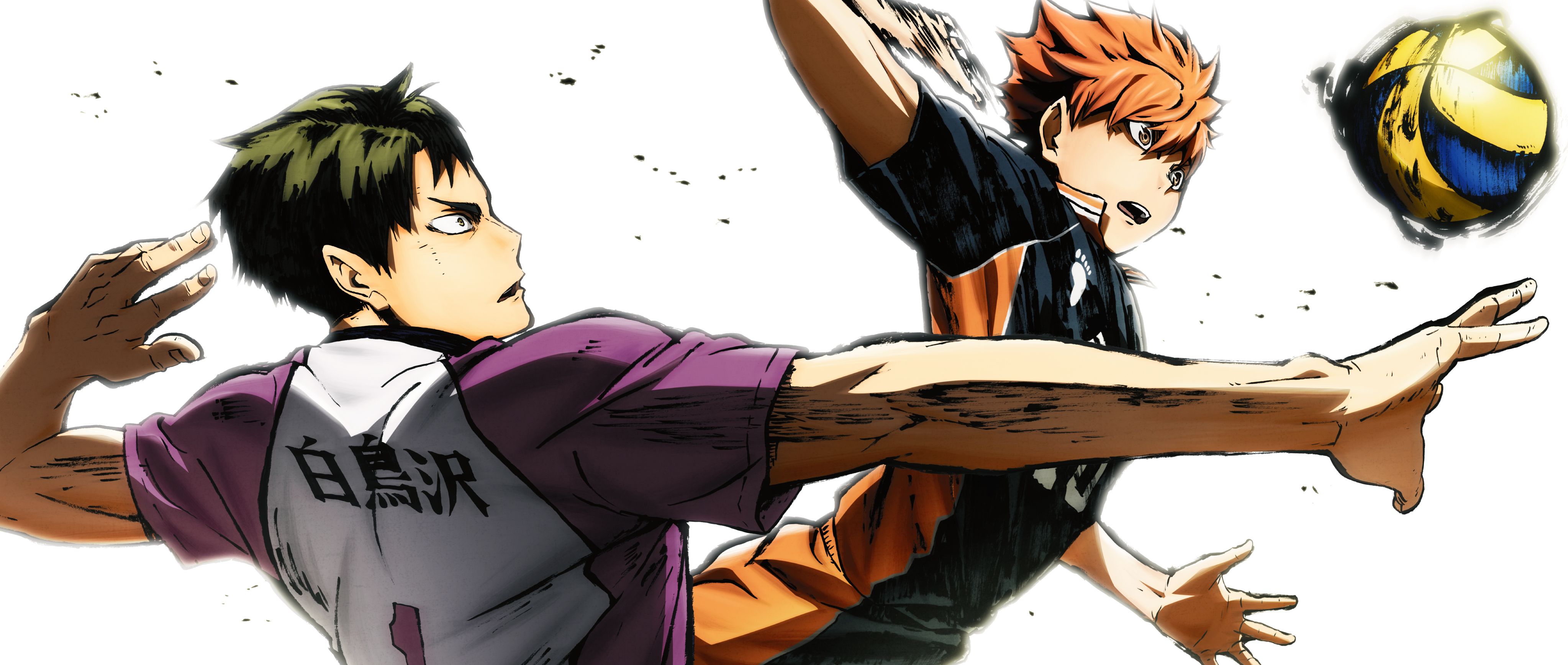 Personaggi Haikyuu che schiacciano pallavolo, 4093x1736 21:9, Monitor 4K