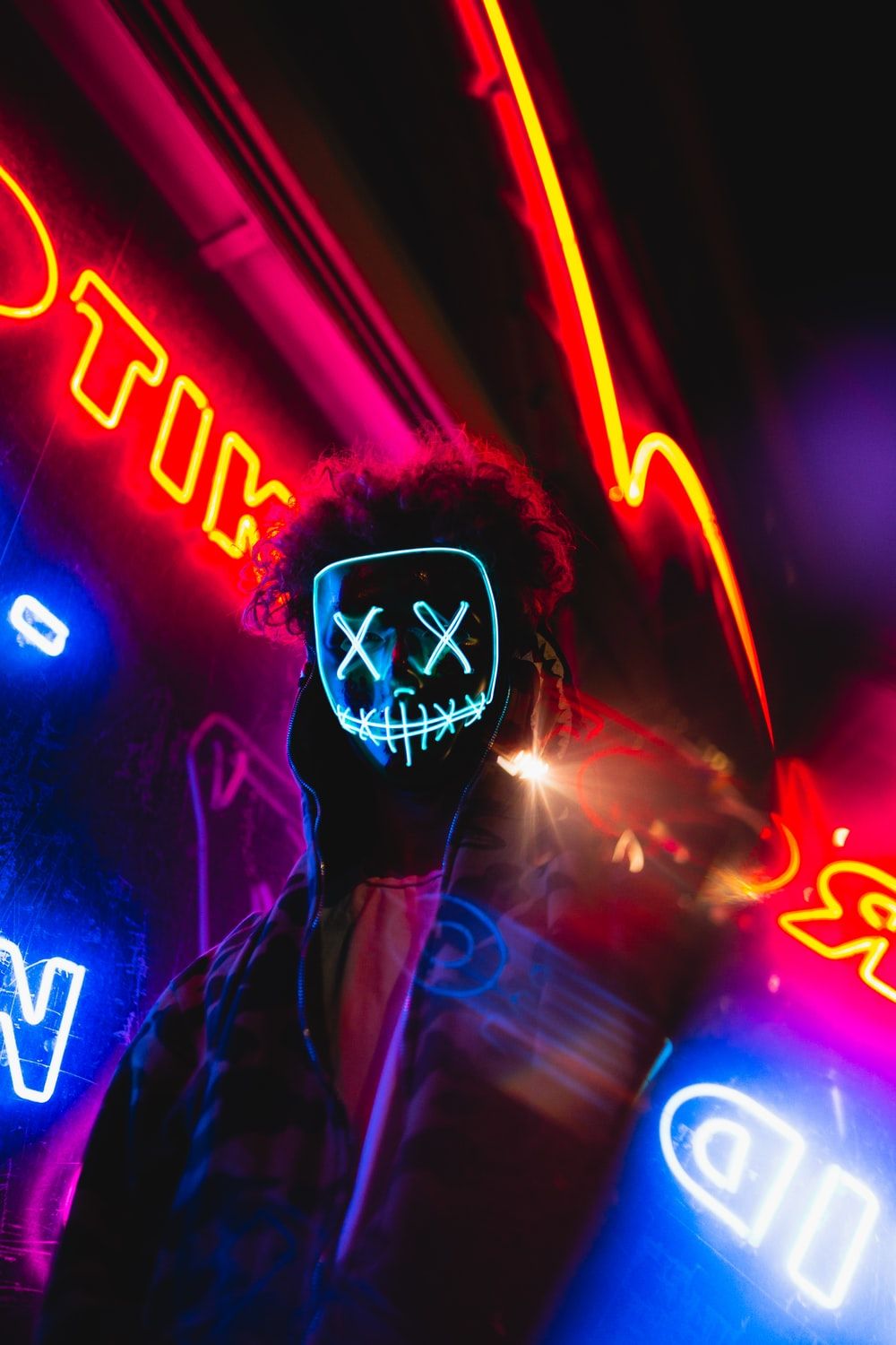 Maschera neon con luci al neon, 1000x1500 Full HD Verticale, Smartphone