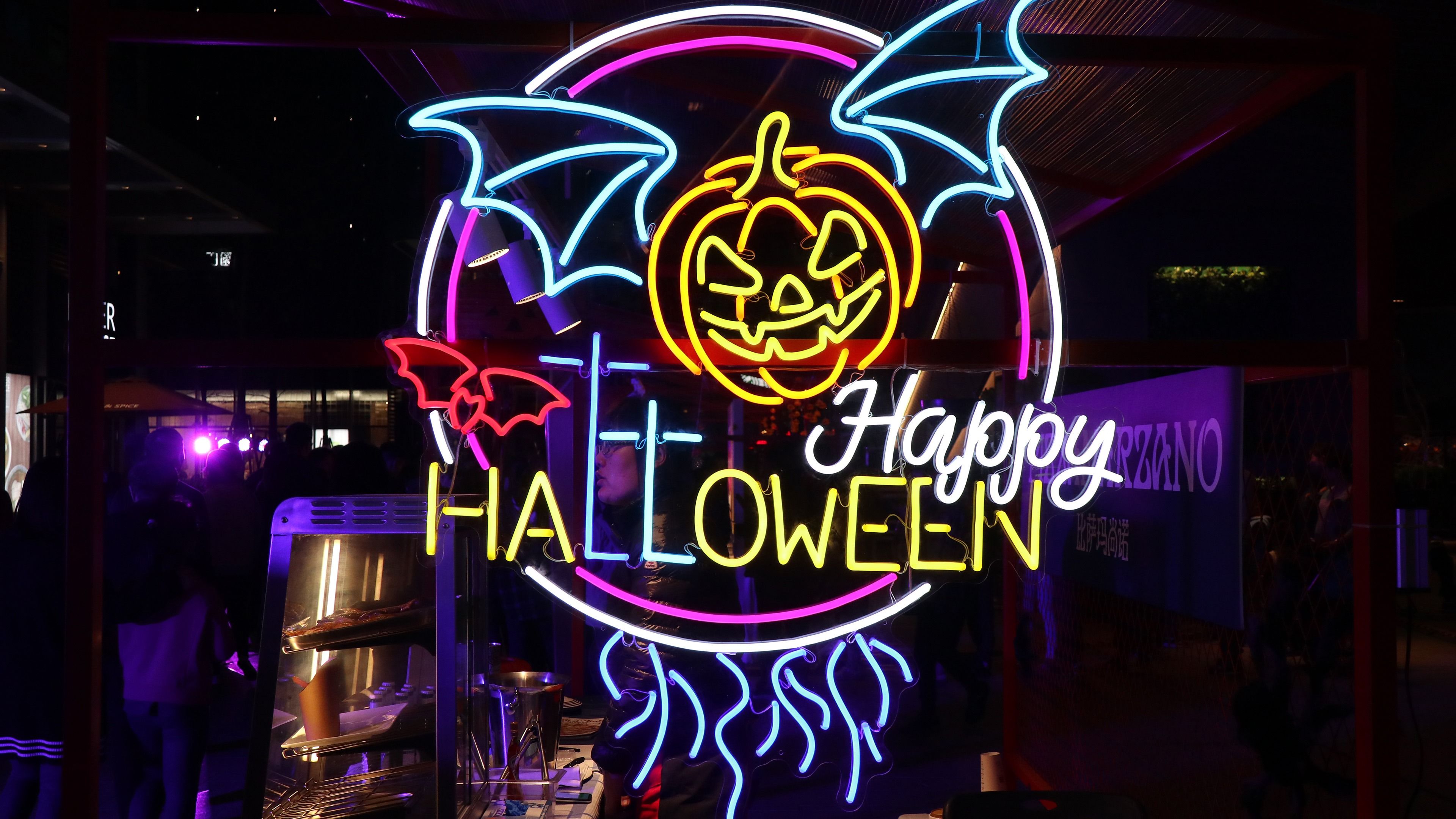Insegna neon zucca Halloween, 3840x2160 UHD, Monitor 4K