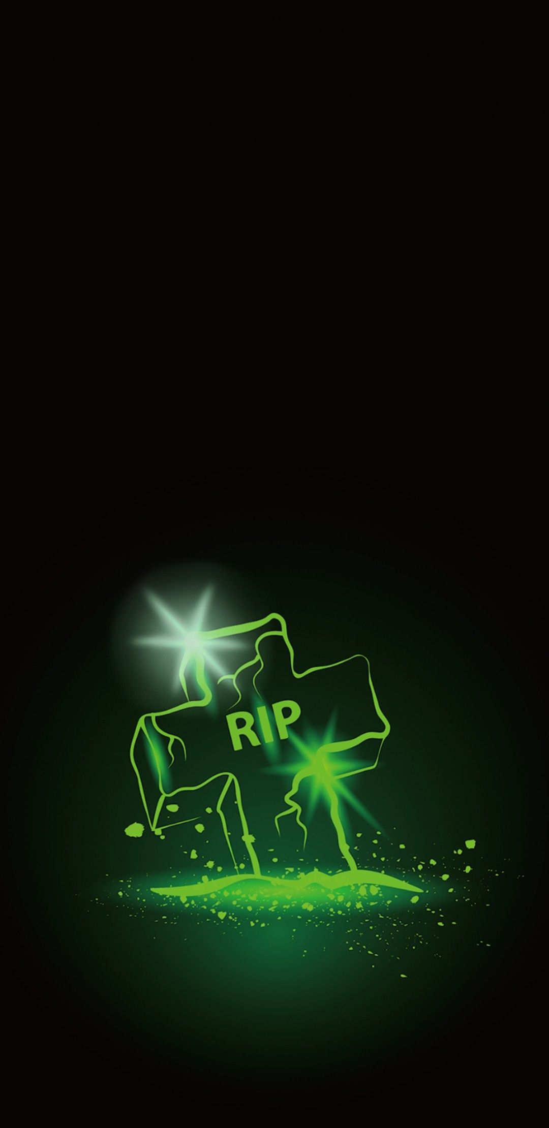 Lapide RIP neon verde, 1080x2220 Verticale, Android