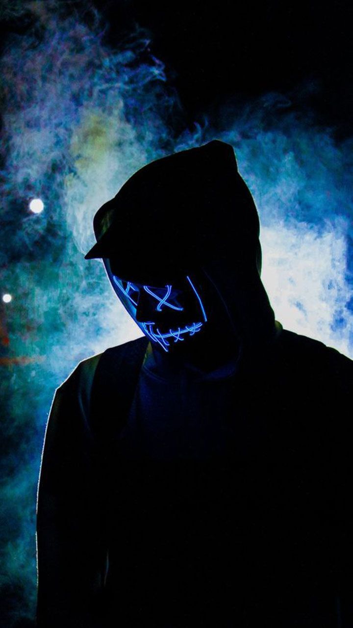 Figura incappucciata maschera neon, 720x1280 Verticale, Telefono