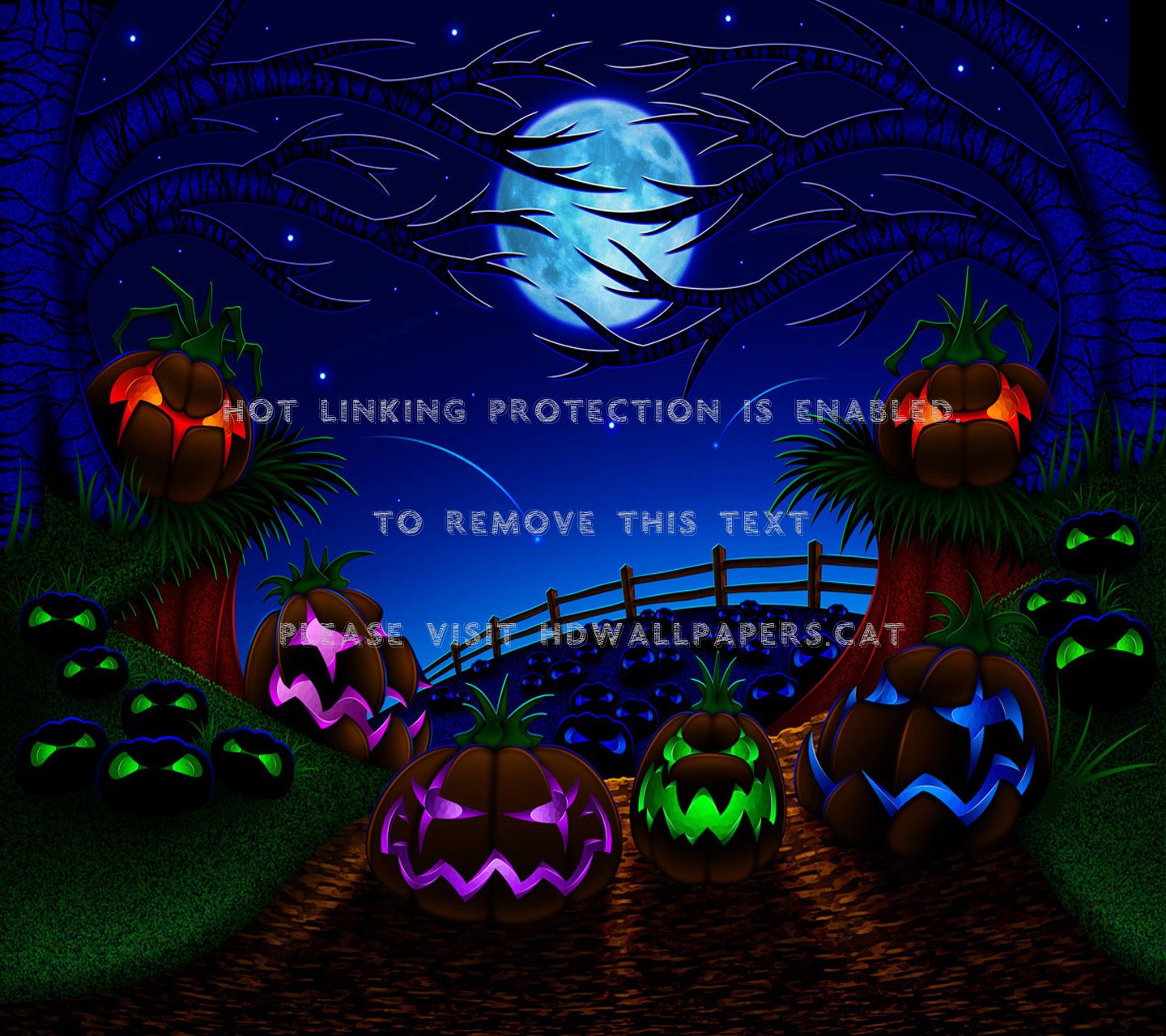 Zucche neon luna blu, 1440x1280 720p, PC