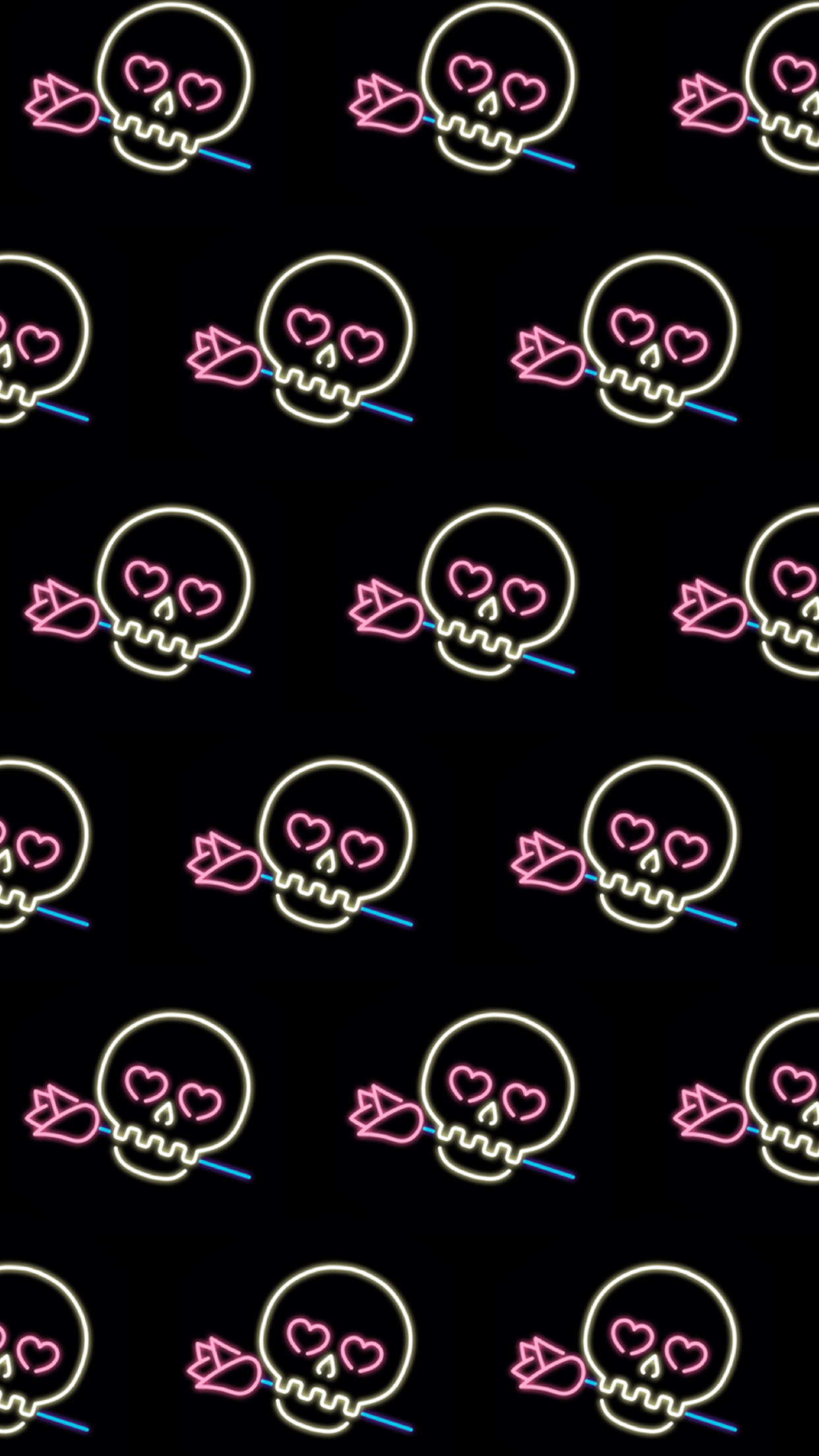 Teschi neon con rosa, 1242x2208 Full HD Verticale, Smartphone