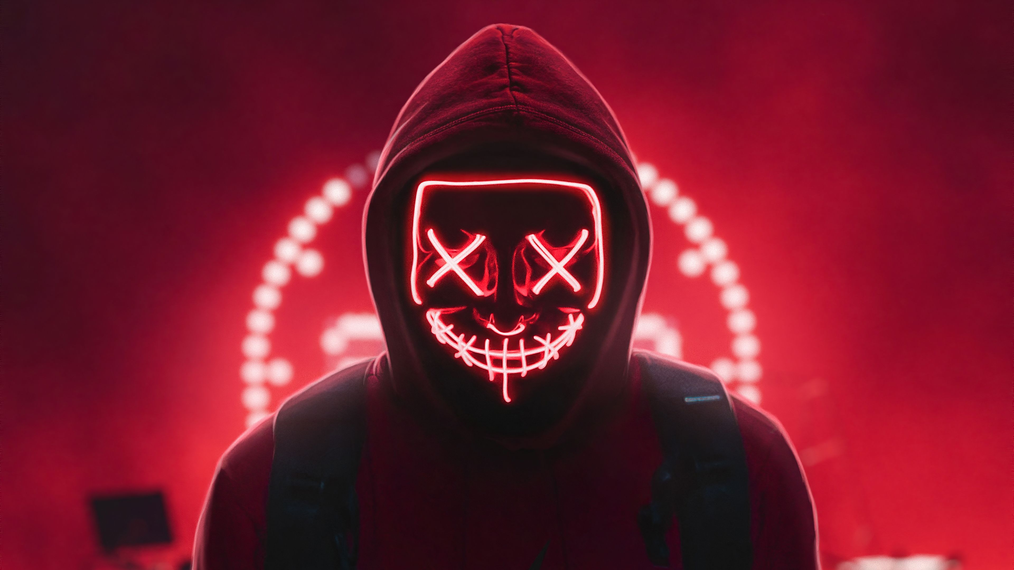 Uomo con maschera neon rossa, 3840x2160 4K, Desktop 4K