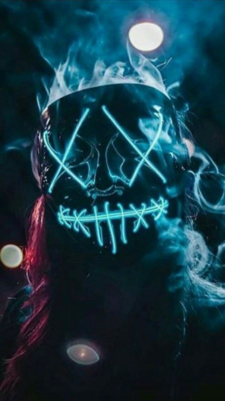 Maschera neon Halloween inquietante, 720x1280 Full HD Verticale, Google Pixel