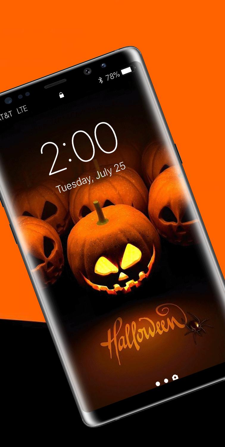 Zucca Halloween neon arancione, 756x1500 Verticale, Telefono