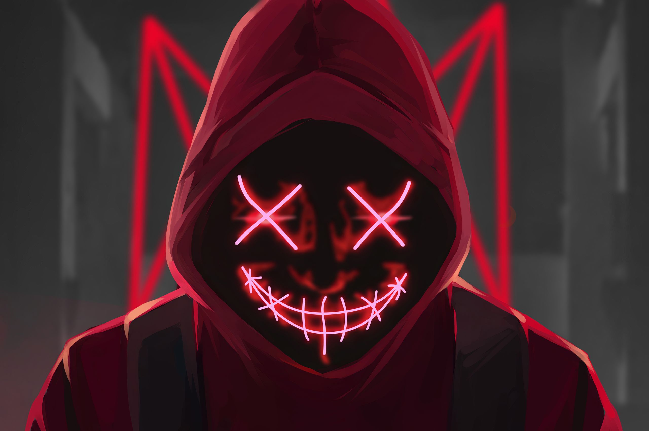 Maschera rossa occhi neon, 2560x1700 2K+, PC